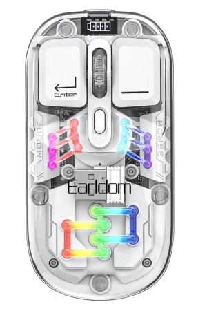 KM16 Transparan RGB Kablosuz Mouse – 1600 DPI, Şarjlı ve Sessiz