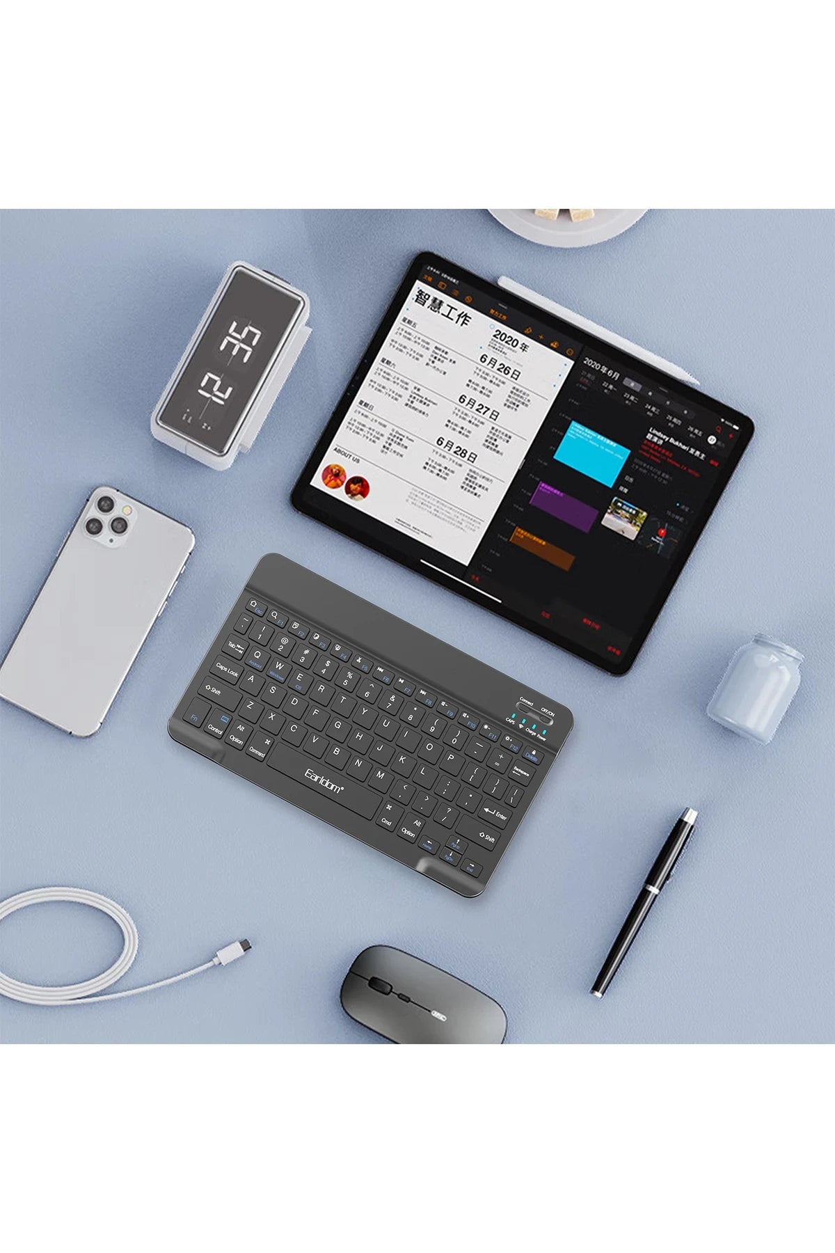 KB6 Universal Kablosuz Klavye – 78 Tuş, Ultra İnce & USB-C Şarjlı