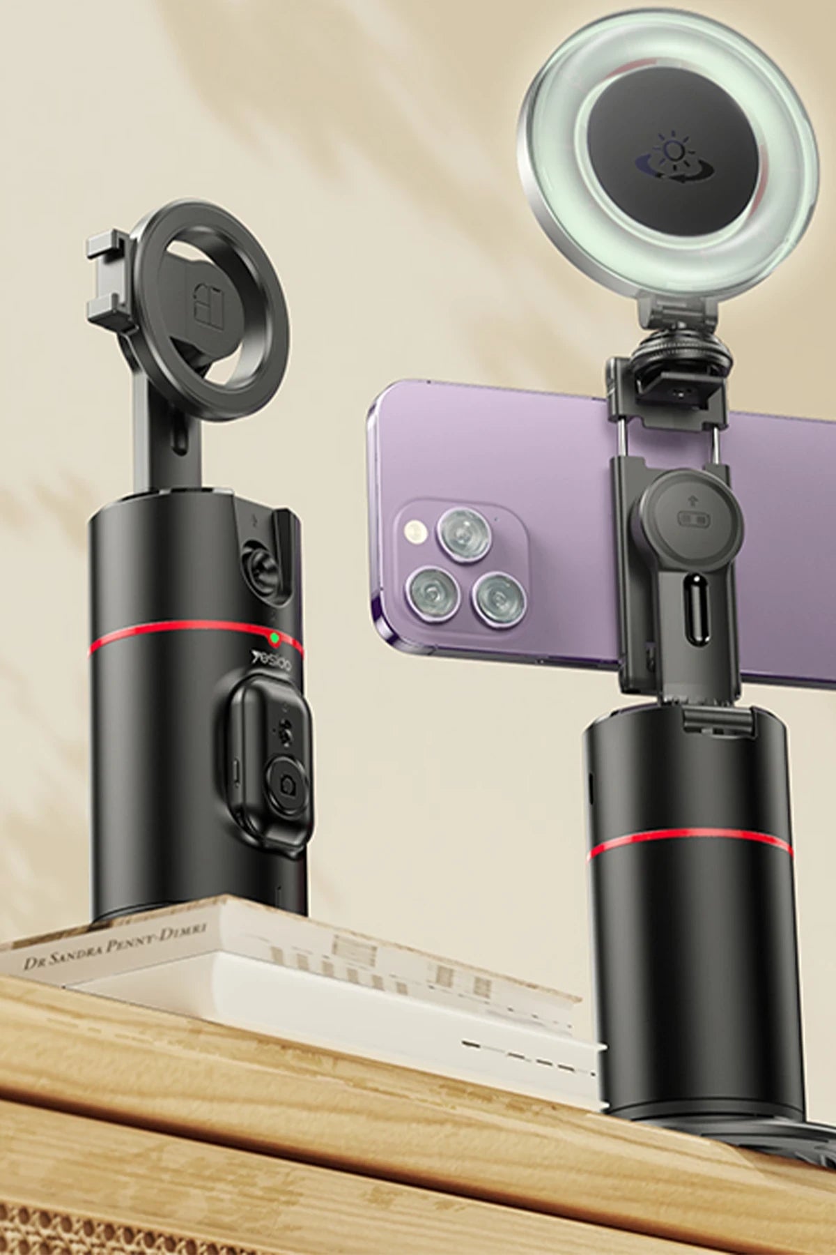 SF20 360° AI Yüz Takipli Gimbal Tripod – Manyetik Telefon Bağlantısı & Entegre Dolgu Işığı