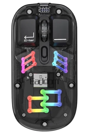 KM16 Transparan RGB Kablosuz Mouse – 1600 DPI, Şarjlı ve Sessiz