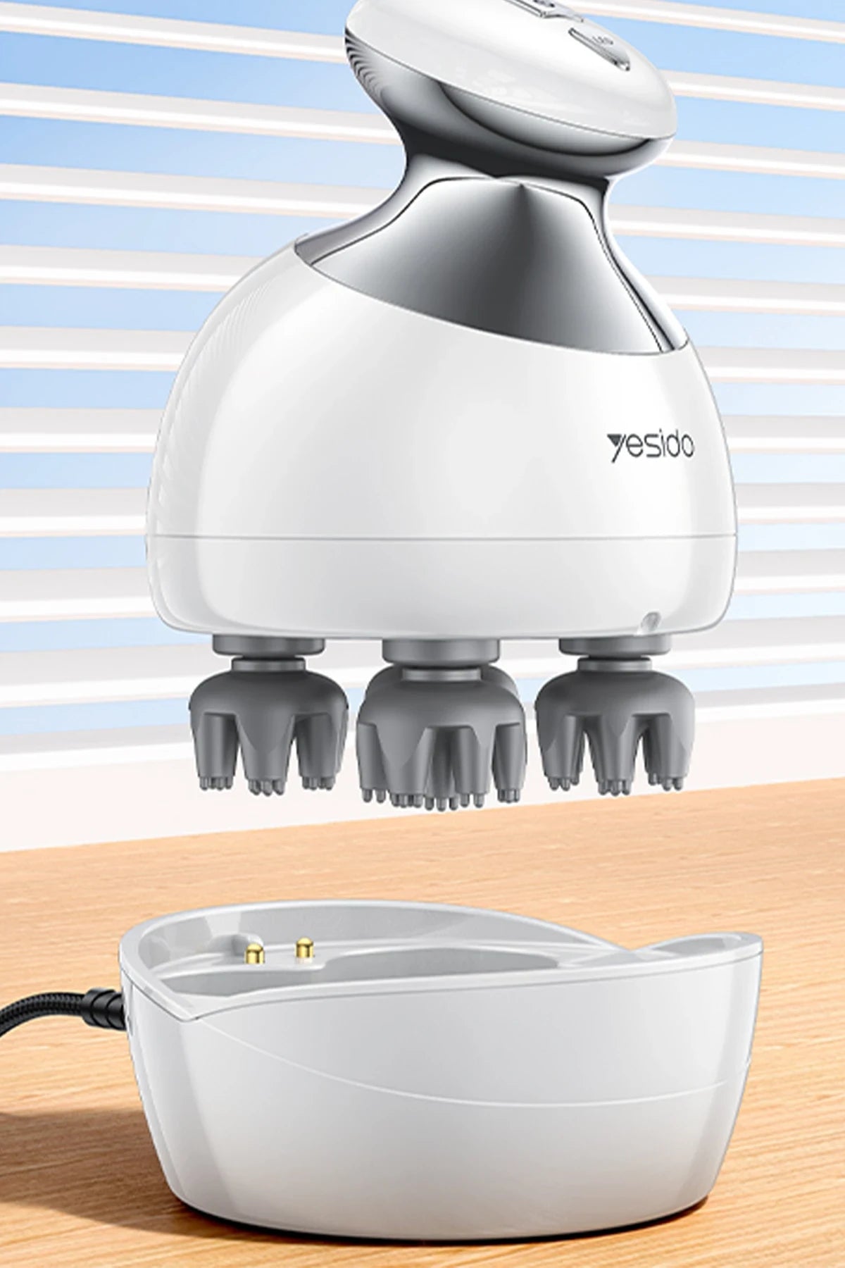 MG12 IPX7 Kablosuz Baş Masaj Aleti – 6-in-1 Teknik, 4 Ayar, Kırmızı Işık & Şarjlı Dock