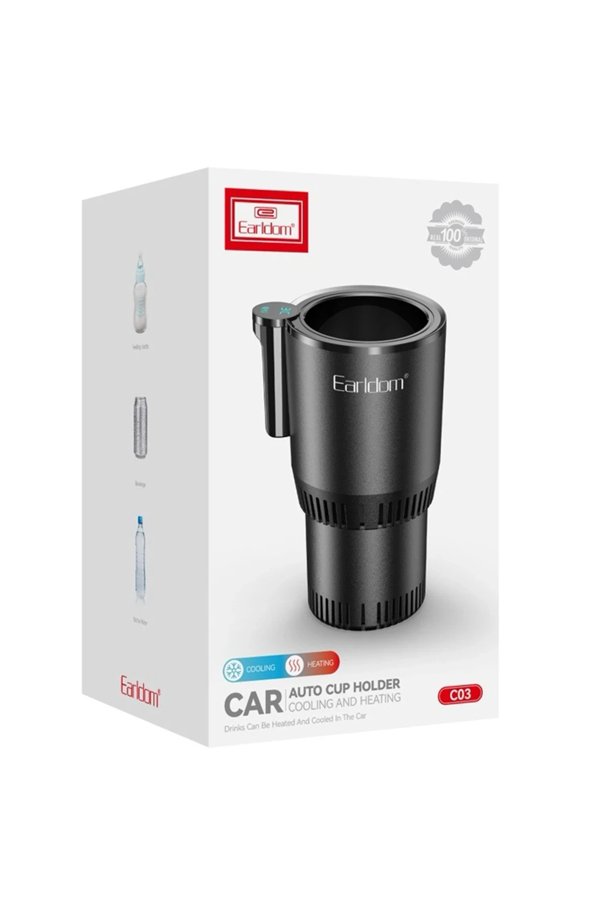 C03 Otomatik Sıcak/Soğuk Termos – 12V DC, ABS+Alüminyum, Kompakt Araba Dostu