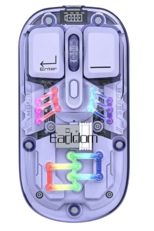 KM16 Transparan RGB Kablosuz Mouse – 1600 DPI, Şarjlı ve Sessiz