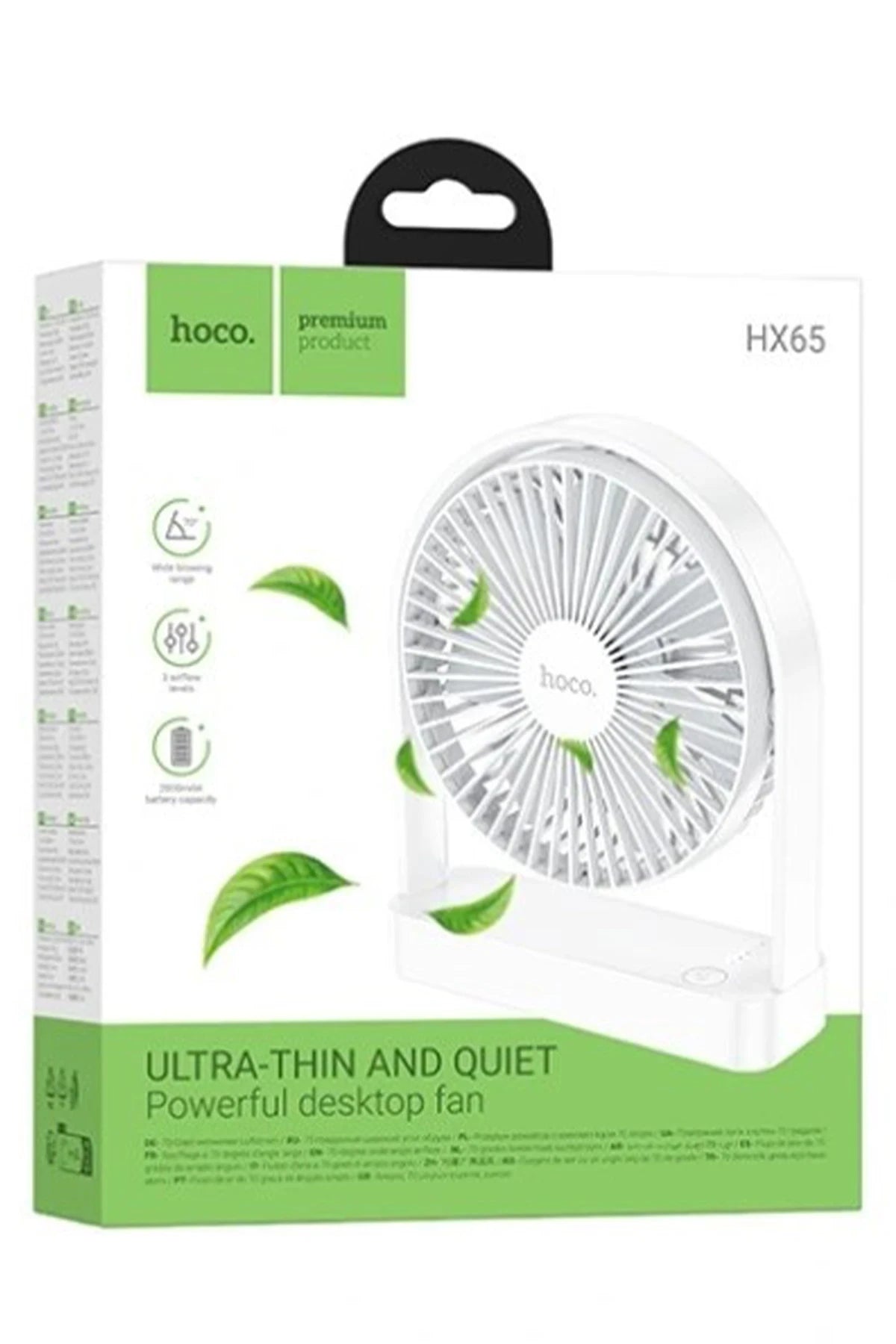 HX65 Ultra İnce Masaüstü Fan – 2000 mAh Batarya, Type-C Şarj & Süper Sessiz 25 dB