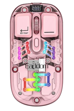KM16 Transparan RGB Kablosuz Mouse – 1600 DPI, Şarjlı ve Sessiz