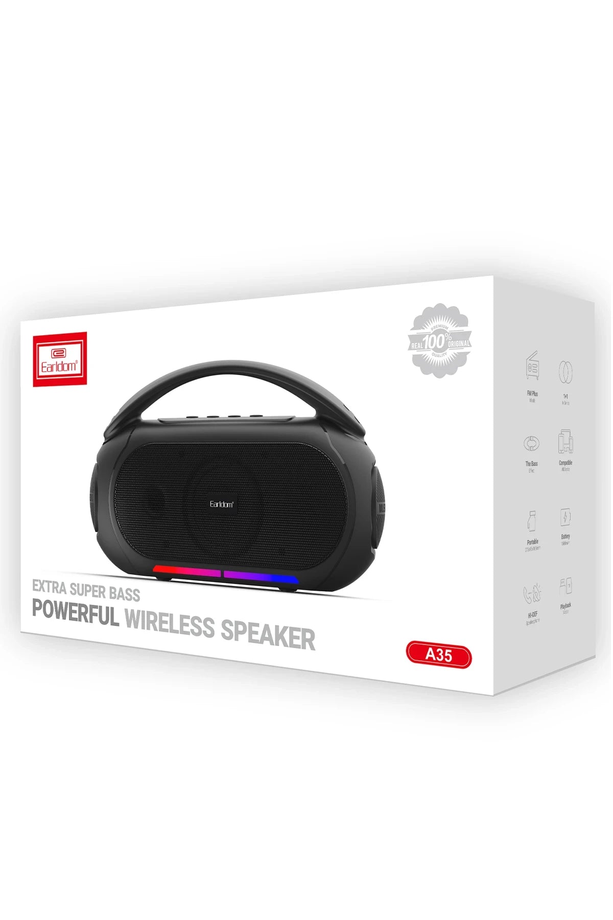 A35 – RGB Işıklı Kablosuz Şarjlı Bluetooth 5.3 Hoparlör | 1500 mAh & Çoklu Bağlantı