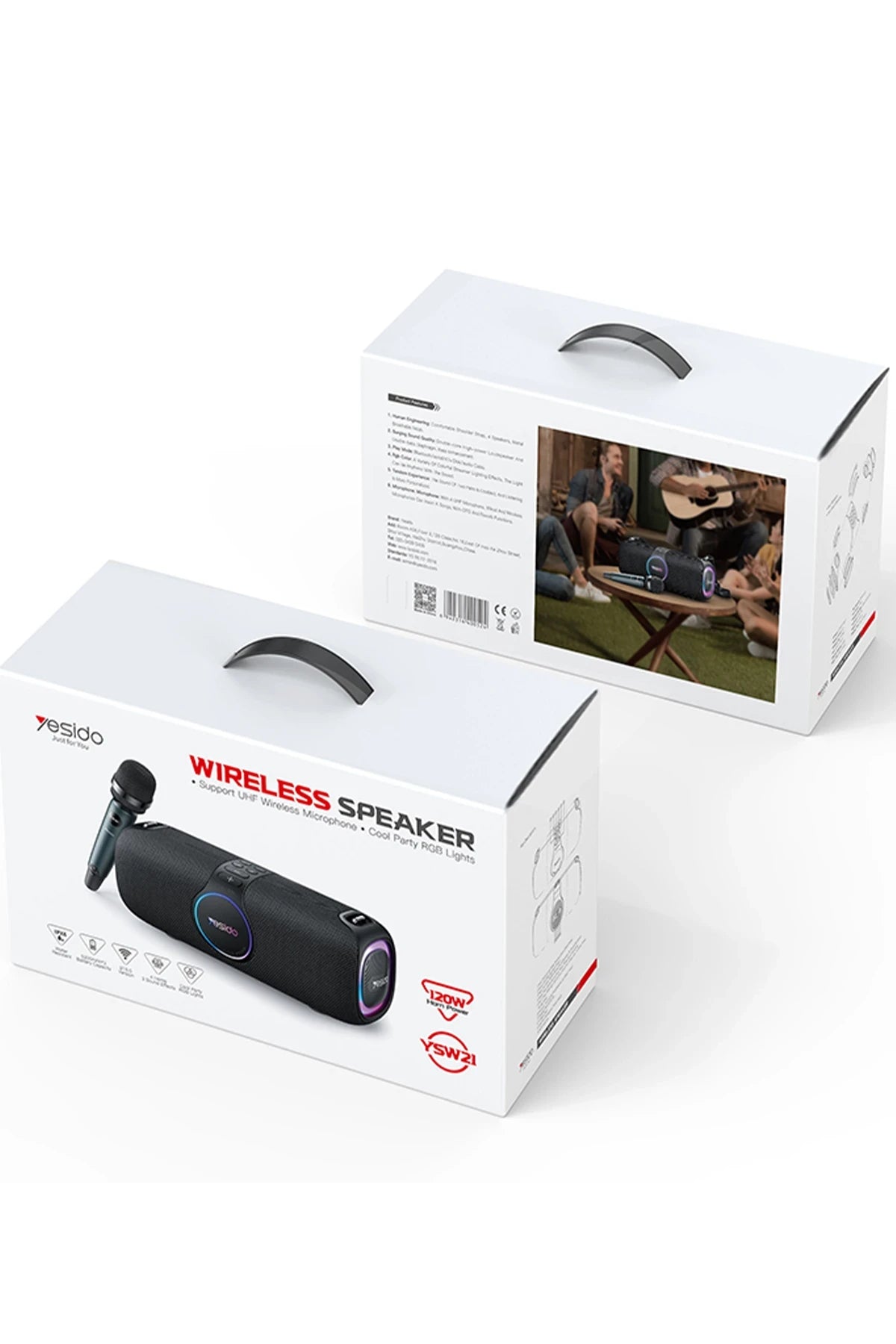 YSW21 – 120 W RGB Hoparlör | 15600 mAh & UHF Mikrofonlu Bluetooth 5.0