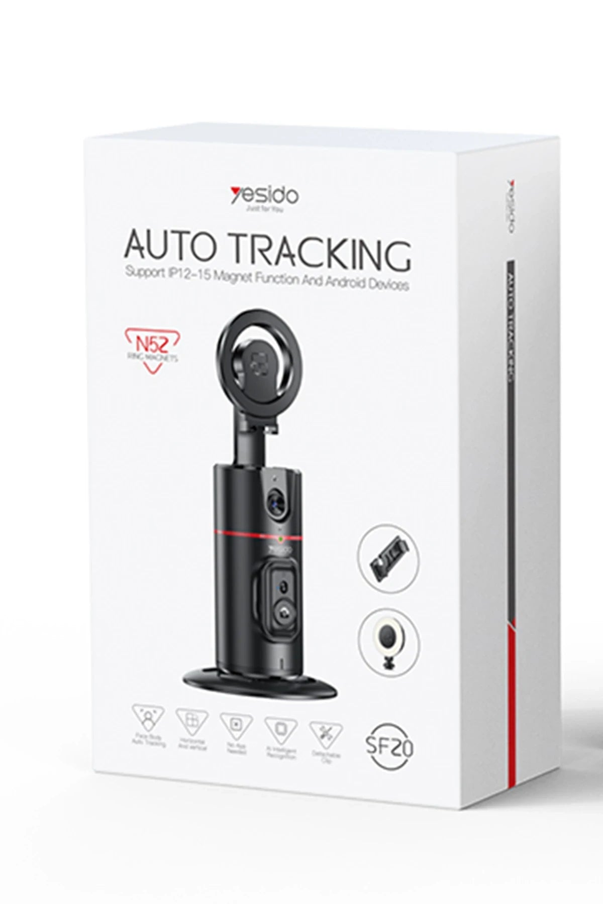SF20 360° AI Yüz Takipli Gimbal Tripod – Manyetik Telefon Bağlantısı & Entegre Dolgu Işığı