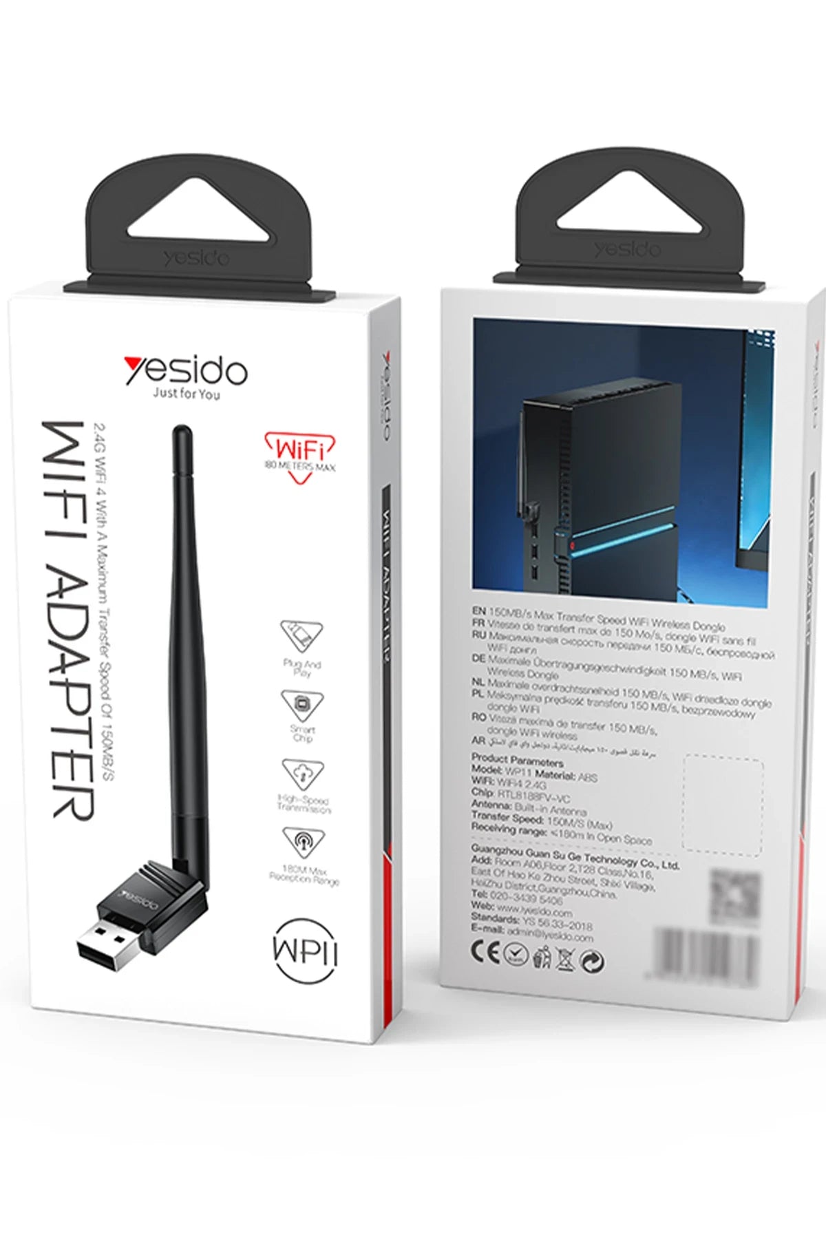 WP11 Wi-Fi4 USB Dongle – 150 Mbps & 180 m Açık Alan Menzili ile Harici Anten