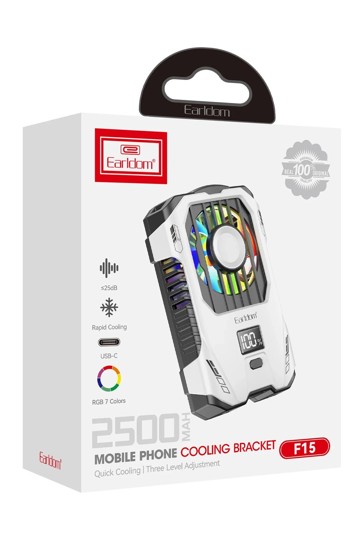 F15 RGB Mobil Soğutucu Fan – 2500 mAh Batarya, Yarı İletken Soğutma & RGB Efekti