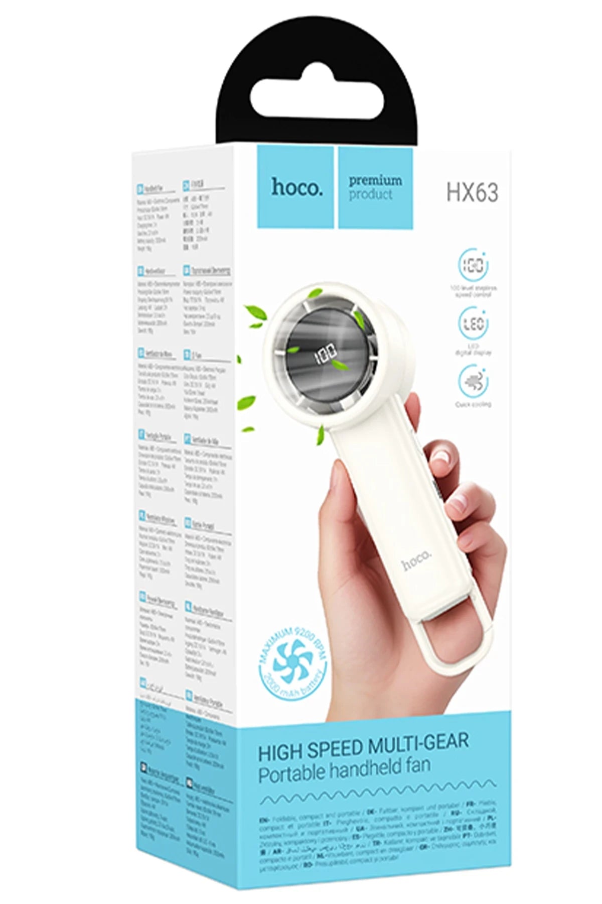 HX63 Fashion – Dijital Ekran, 5 Hız & 2000 mAh Taşınabilir Soğutucu Fan