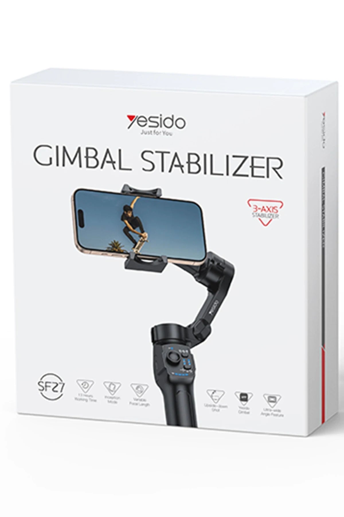 SF27 3-Eksen Gimbal Selfie Tripod – BT 5.0, Yüz Takip, 360° Stabil, 3600 mAh Batarya