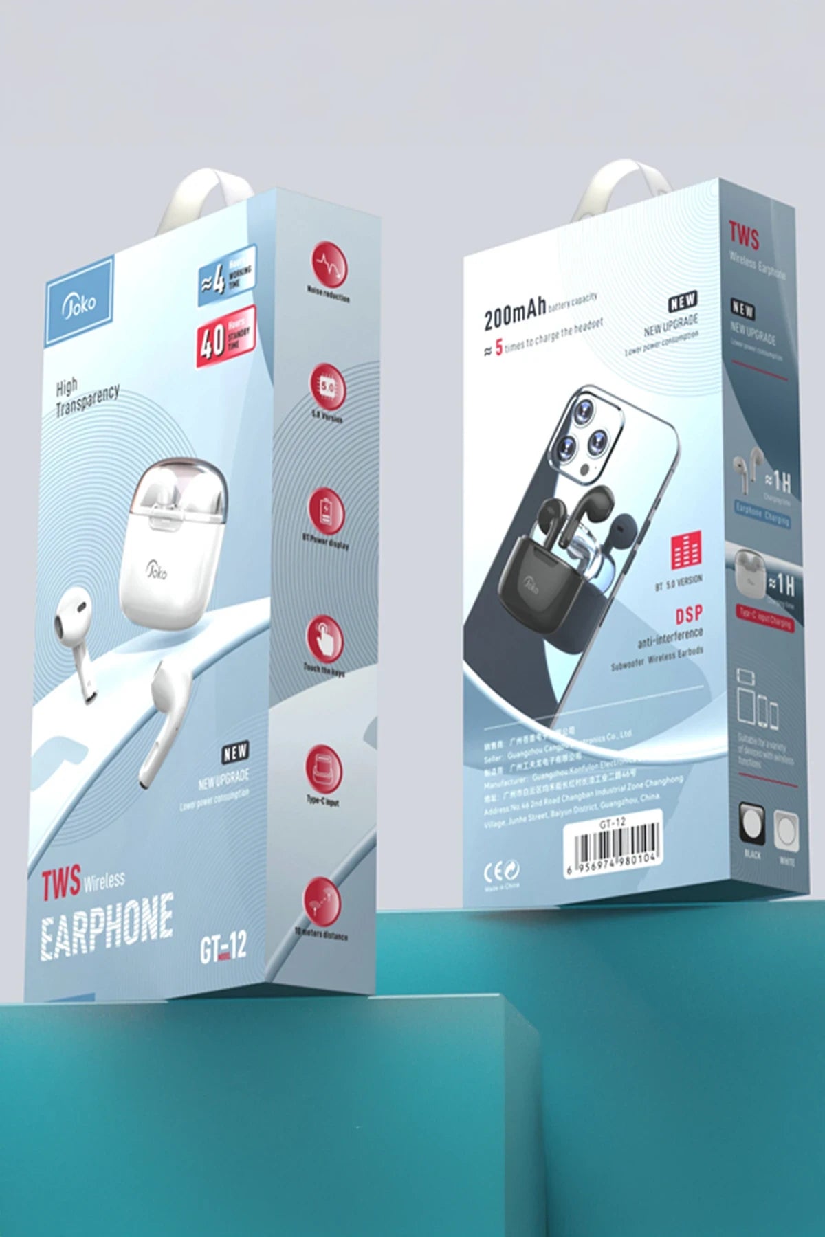 GT12 – Bluetooth 5.0 TWS Kulaklık | 4 Saat Oynatma & 40 Saat Toplam Pil