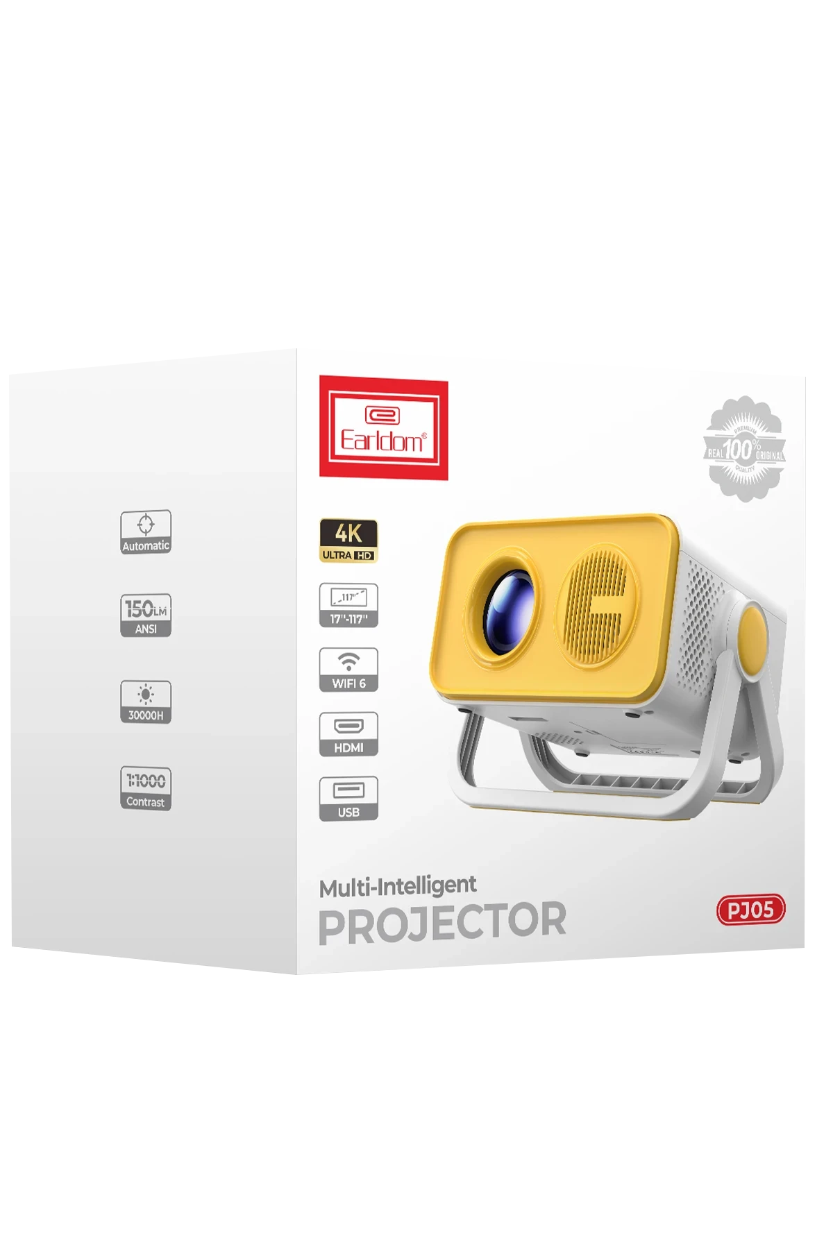 PJ05 – 4K Destekli Android Akıllı Projeksiyon, Wi-Fi 6 & Otomatik Keystone