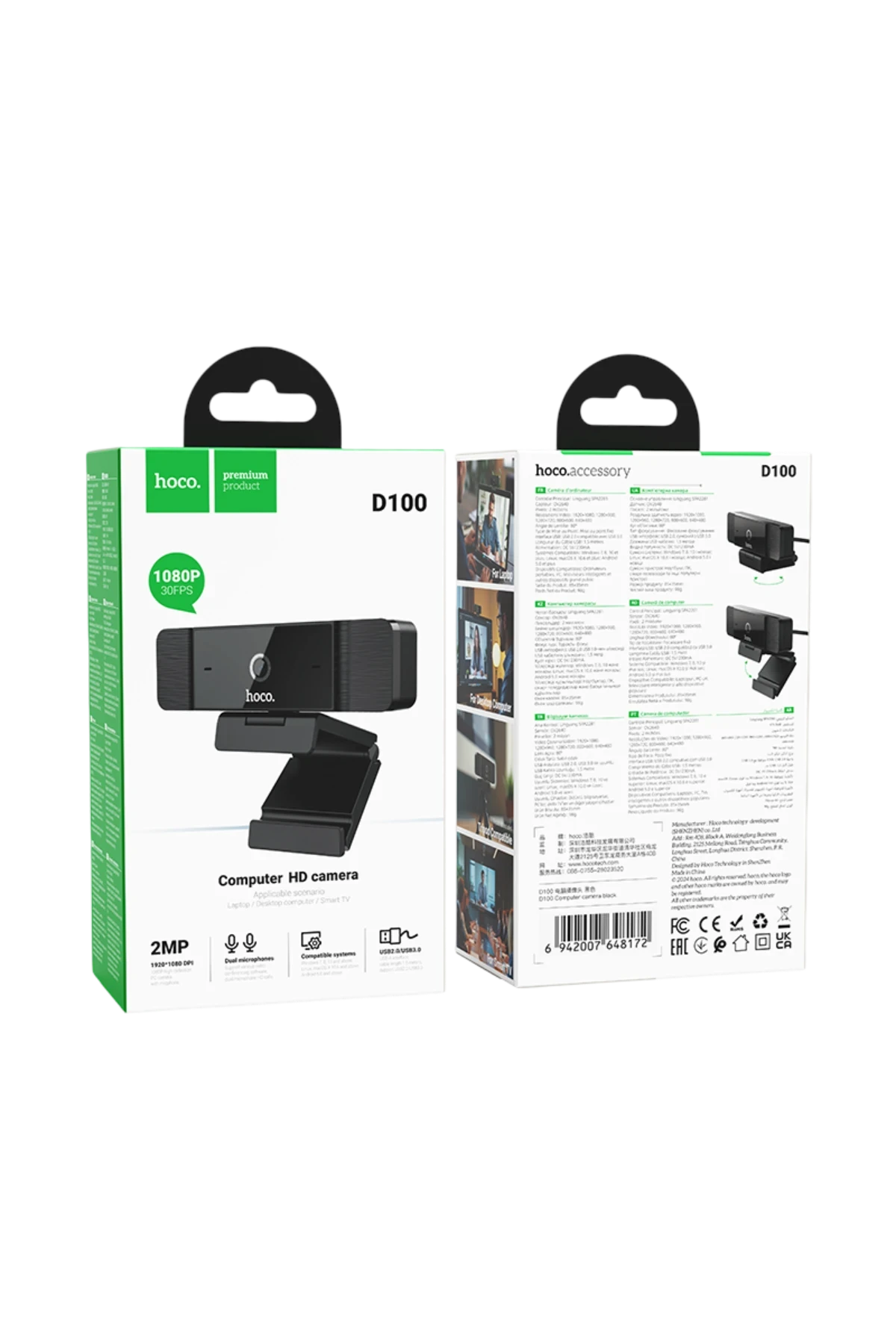 D100 – Full HD 1080P USB Web Kamerası (Geniş Açı, Çift Mikrofon, Tak-Çalıştır)