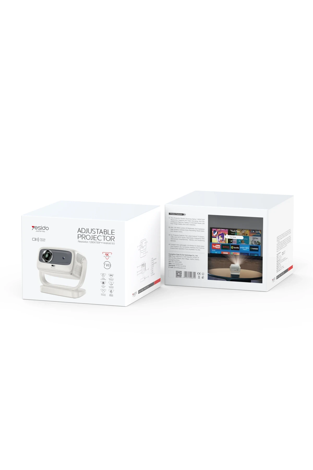 TV13 BT 5.1 720P Kablosuz Projeksiyon Cihazı – Android 9, 190 ANSI Lümen, 1 GB+8 GB