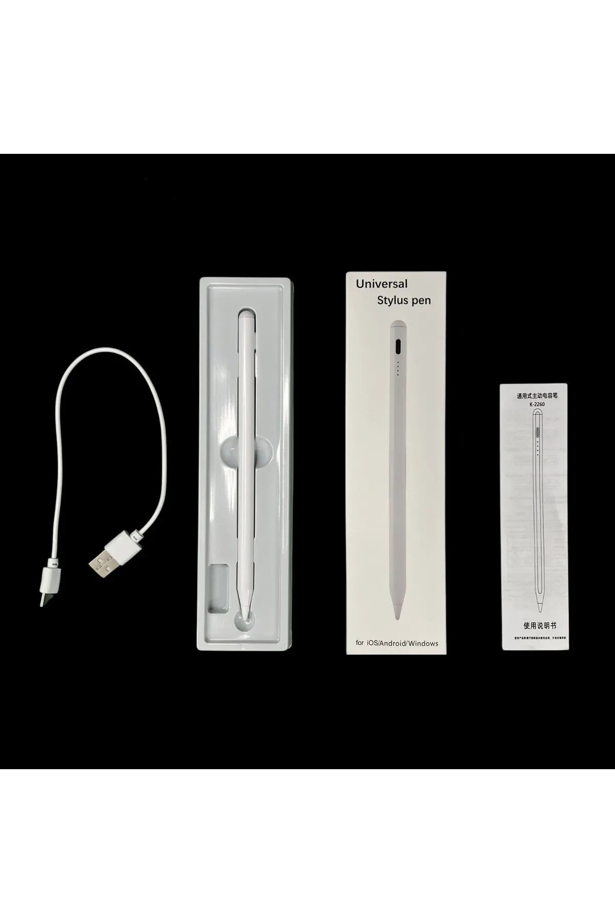 K2260 Universal Stylus – Alüminyum Gövde, 100 mAh & USB-C Şarj, iOS/Android Uyumlu