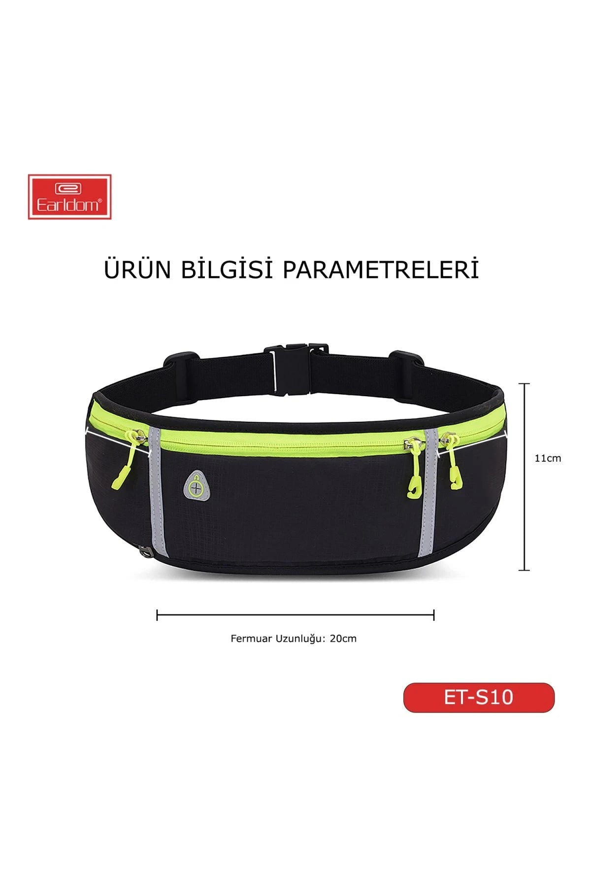 S10 Su Geçirmez Fosforlu Spor Bel Çantası