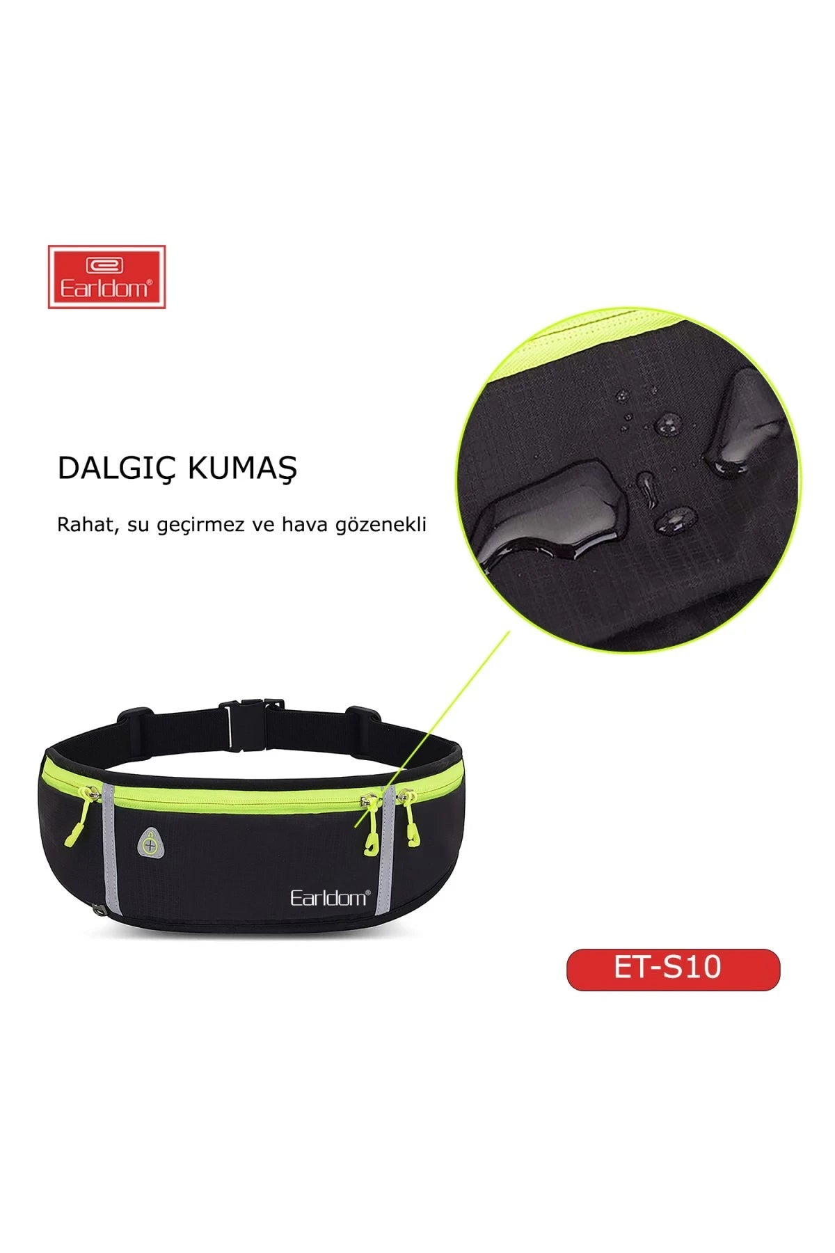 S10 Su Geçirmez Fosforlu Spor Bel Çantası
