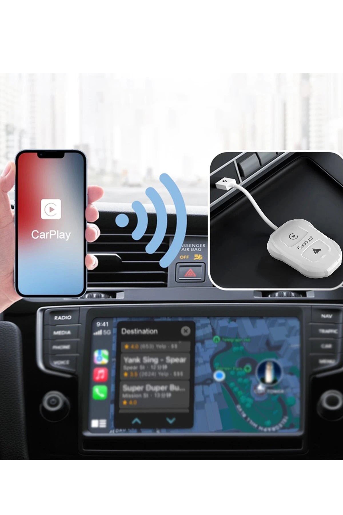 CP01 – Plug-and-Play Kablosuz CarPlay & Android Auto Adaptörü (USB/Type-C)