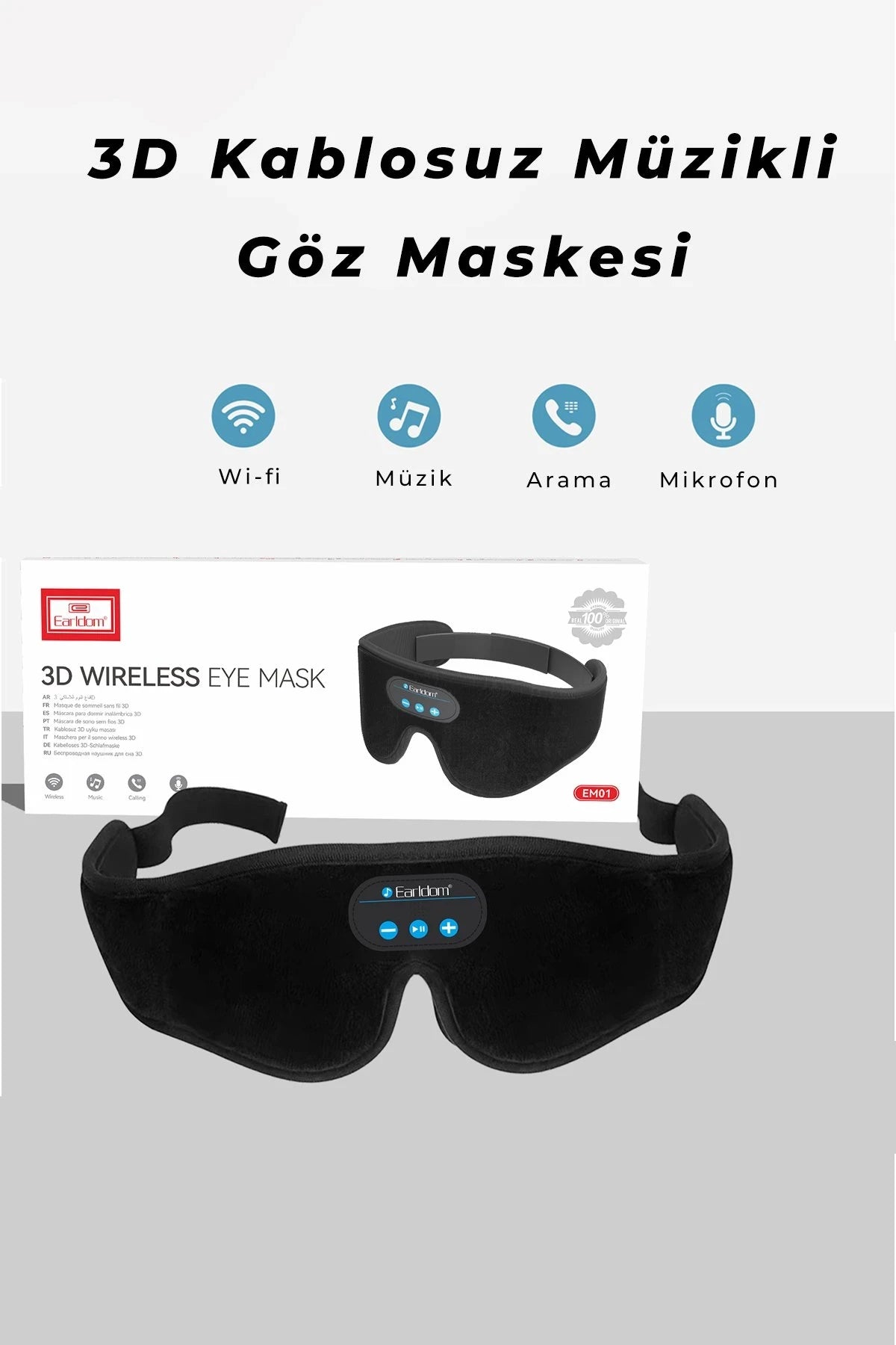 EM01 BT 3D Ses Özellikli Kablosuz Göz Maskesi