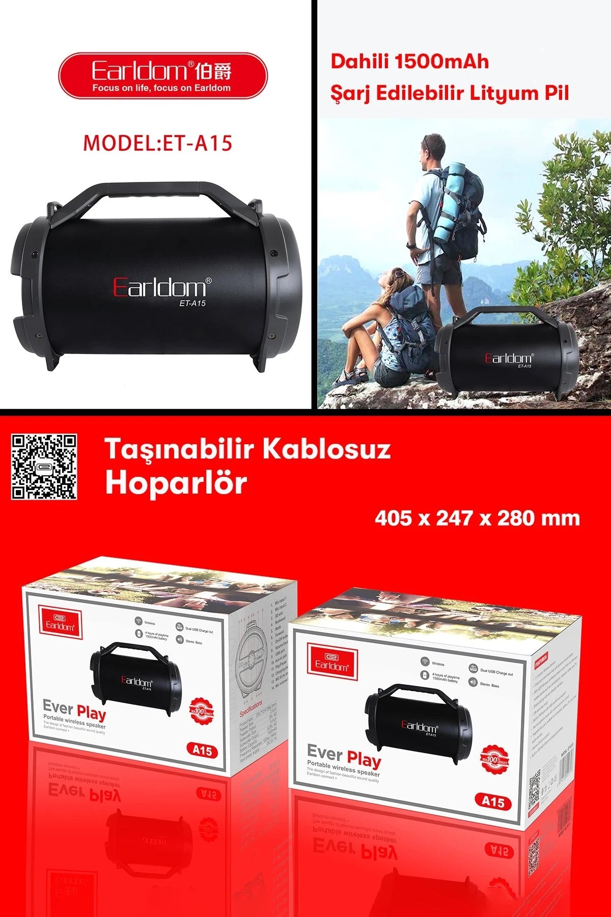 A15 – Radyolu Bluetooth Hoparlör | Karaoke, LED Ekran & 11.5 W Ses Performansı