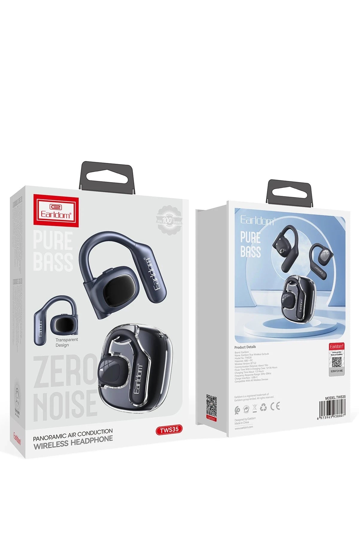 TWS35 – BT 5.2 Open-Ear Kablosuz Kulaklık | 30 Saat Pil, Panoramik Tasarım