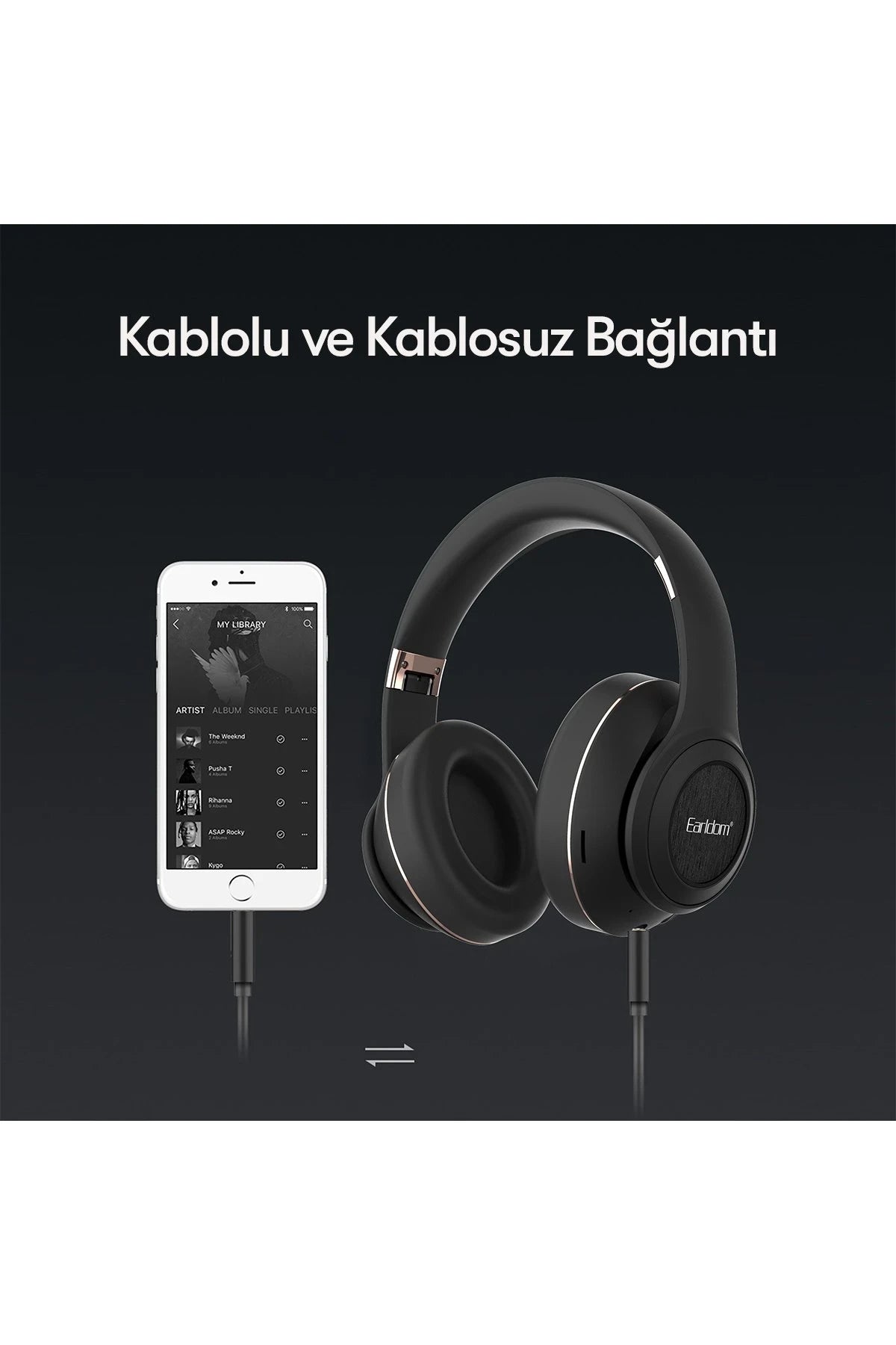 BH71 – Bluetooth 5.0 Foldable Kafaüstü Kulaklık, TF Kart & AUX Desteği