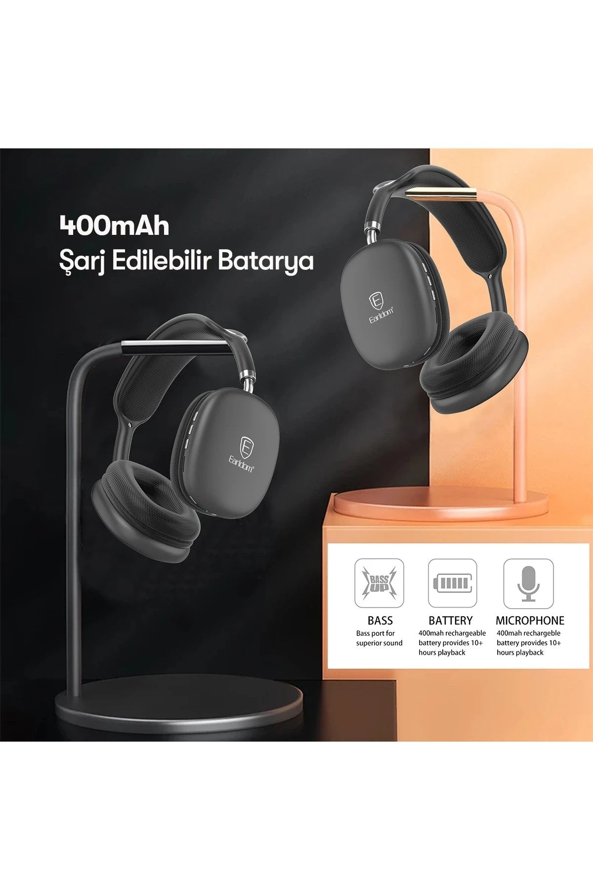 BH102 – Bluetooth 5.0 TWS Kafaüstü Kulaklık: Derin Bass, TF Kart ve 12 Saat Çalma