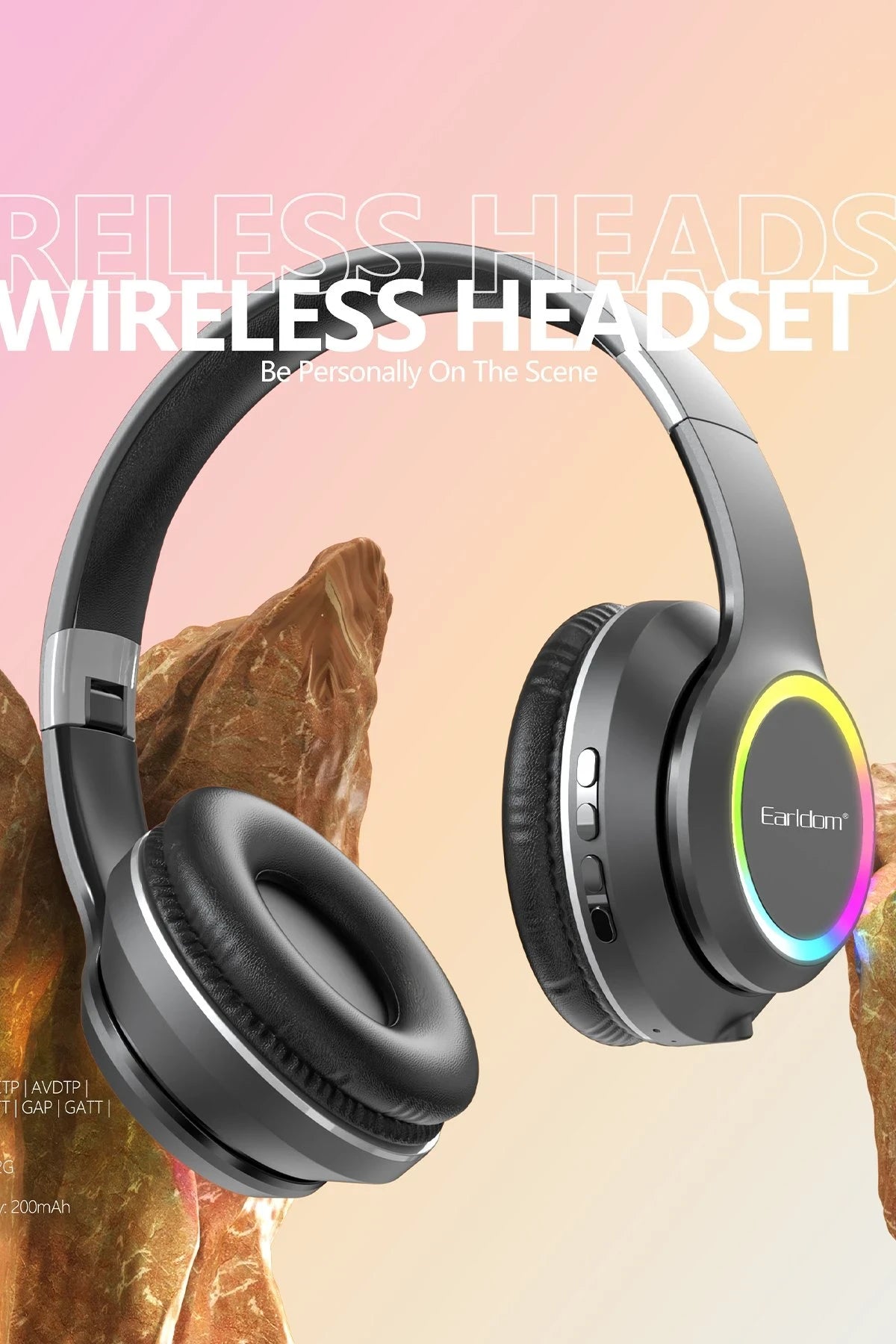 B06 RGB Kafaüstü Bluetooth Kulaklık – 40 mm Sürücü, Bluetooth 5.3, SD Kart