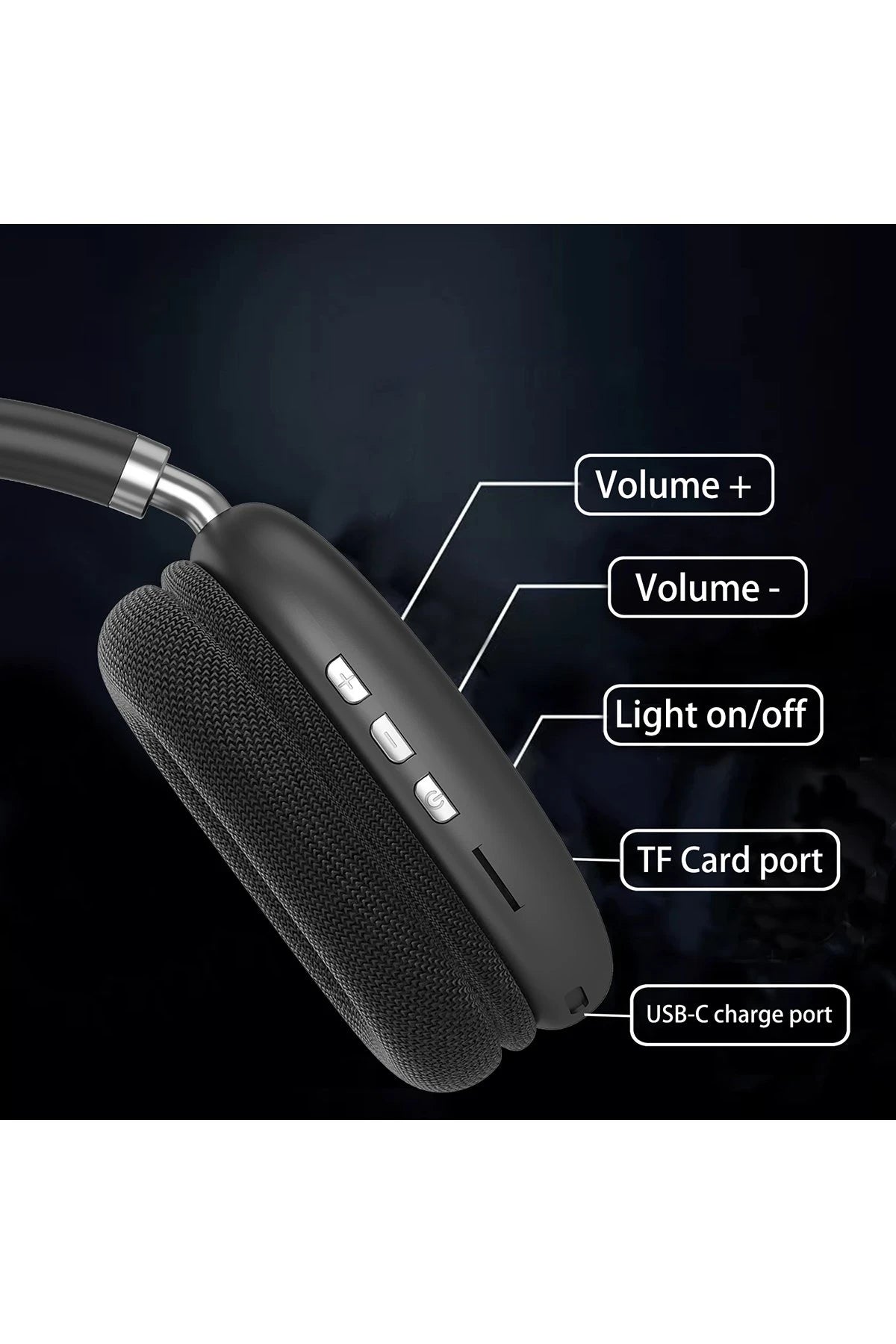 BH102 – Bluetooth 5.0 TWS Kafaüstü Kulaklık: Derin Bass, TF Kart ve 12 Saat Çalma