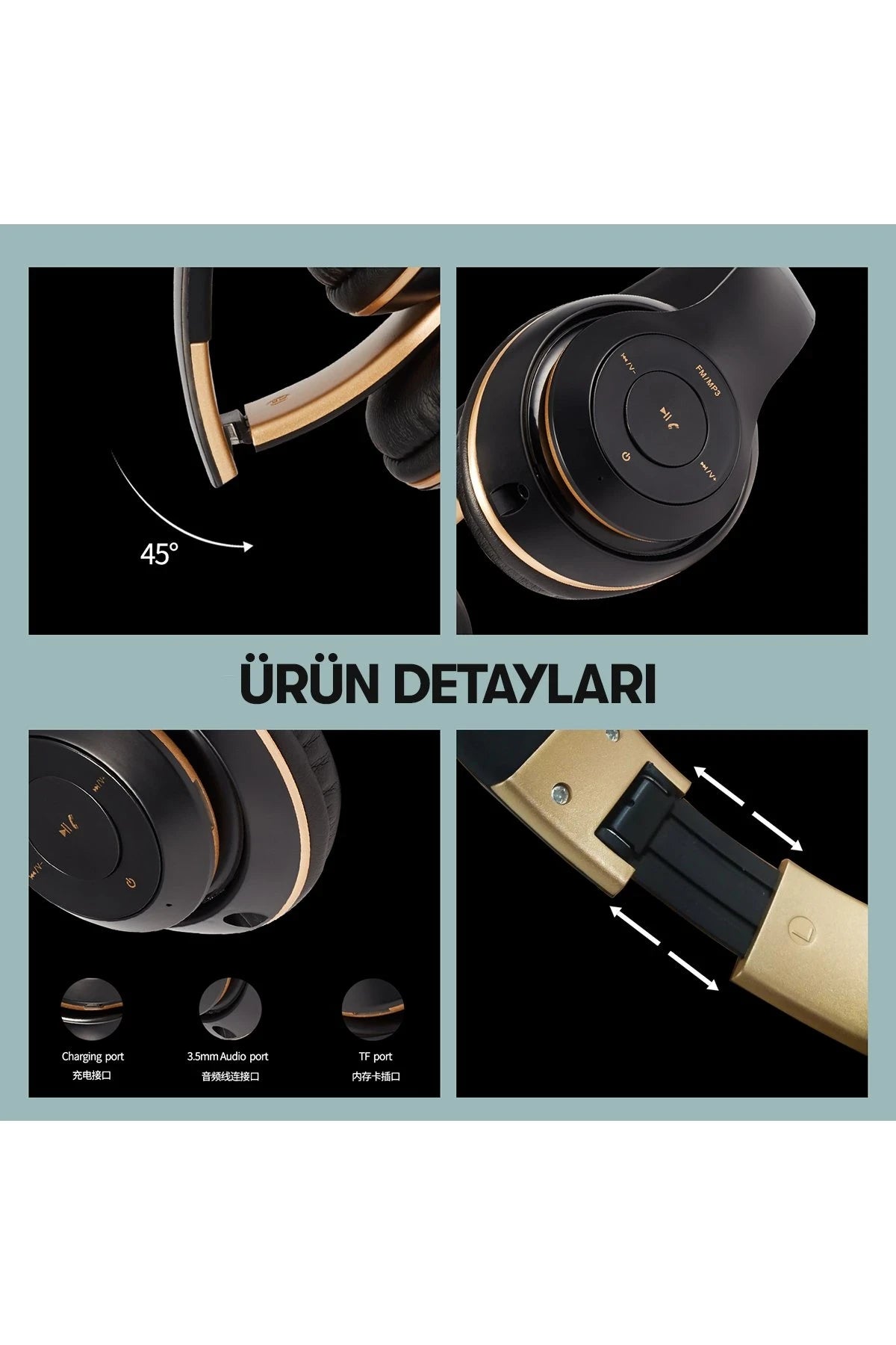BH43 – Bluetooth 5.0’lı Fold-Up Kafaüstü Kulaklık: 150 mAh Pil ile 90 Saat Bekleme
