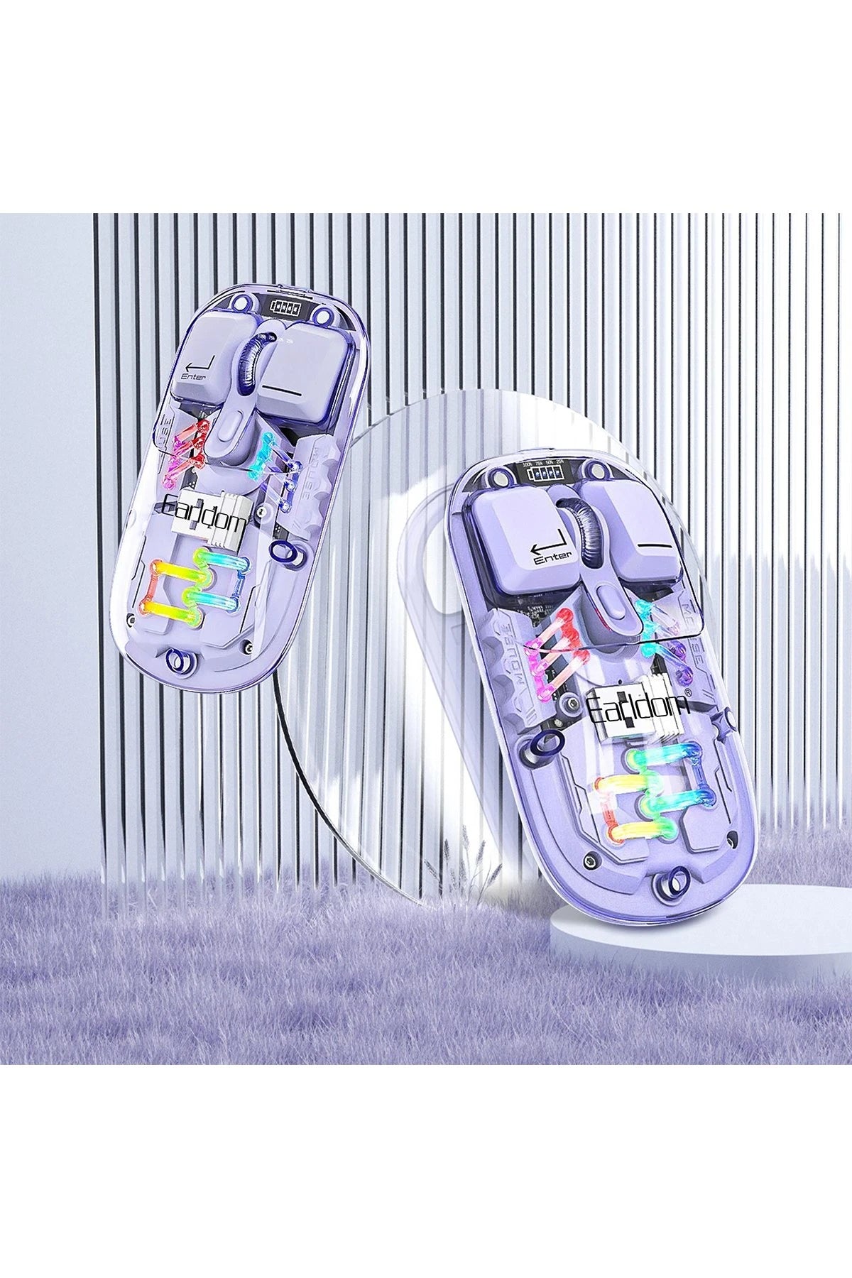 KM16 Transparan RGB Kablosuz Mouse – 1600 DPI, Şarjlı ve Sessiz