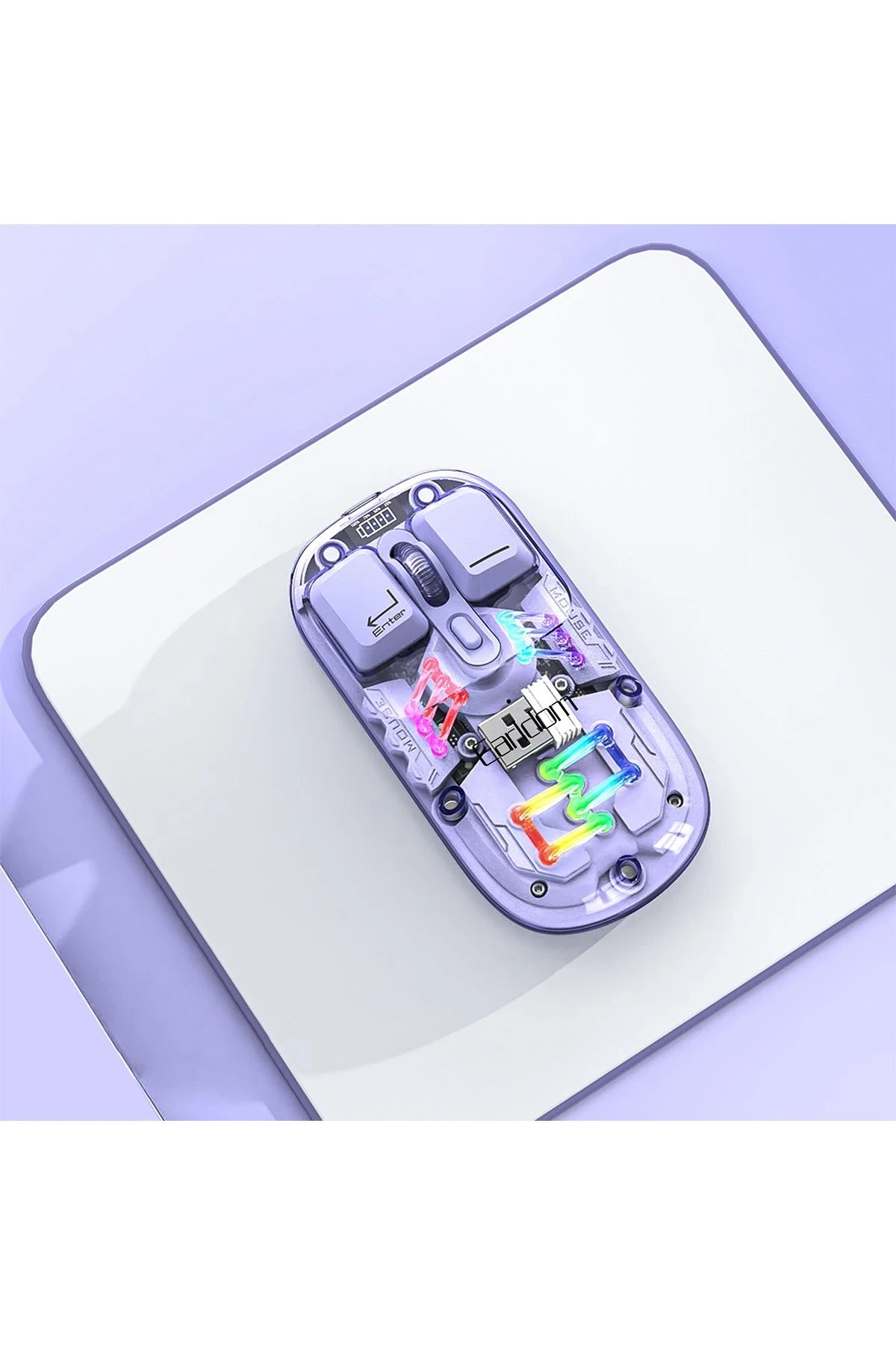 KM16 Transparan RGB Kablosuz Mouse – 1600 DPI, Şarjlı ve Sessiz