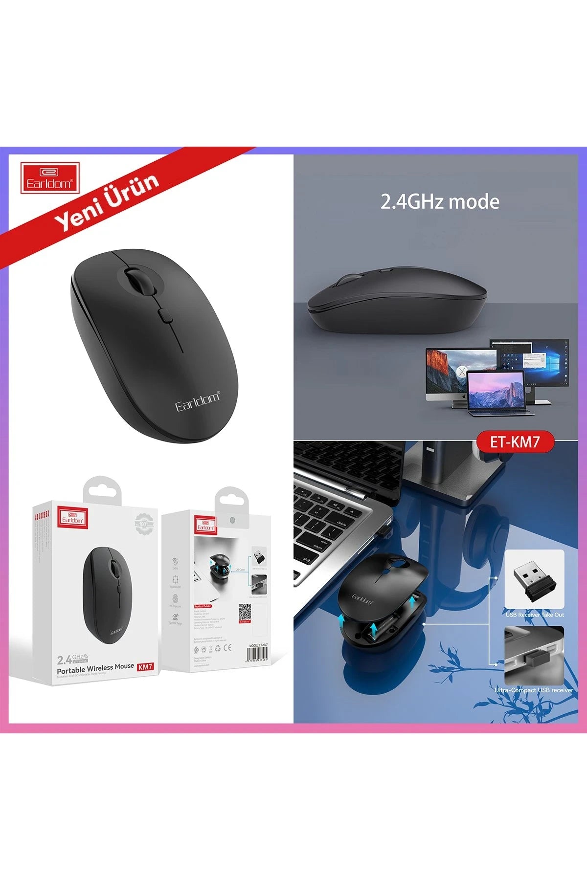 KM7 Sessiz Kablosuz Ofis Mouse