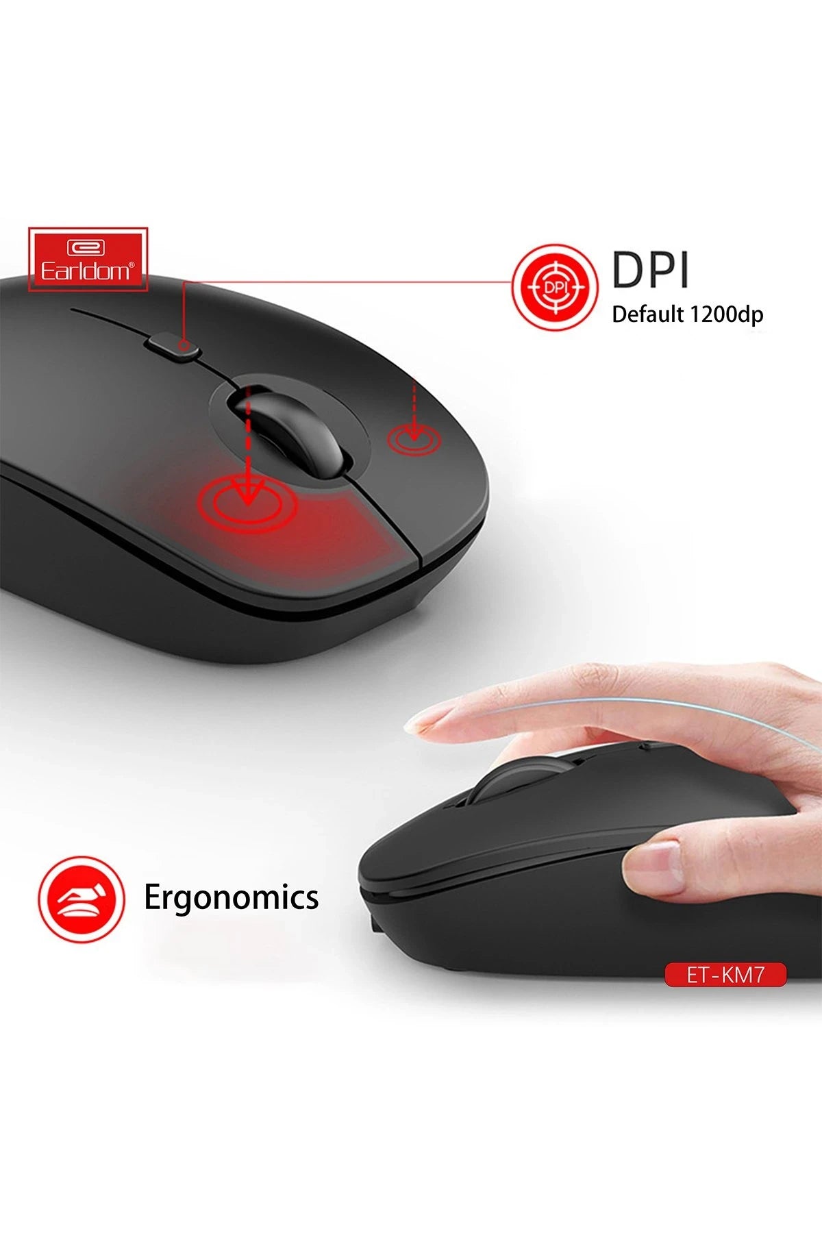 KM7 Sessiz Kablosuz Ofis Mouse