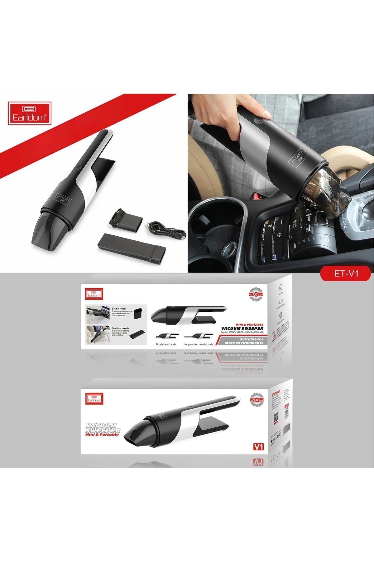 V1 Çift Başlıklı Kablosuz Mini Süpürge