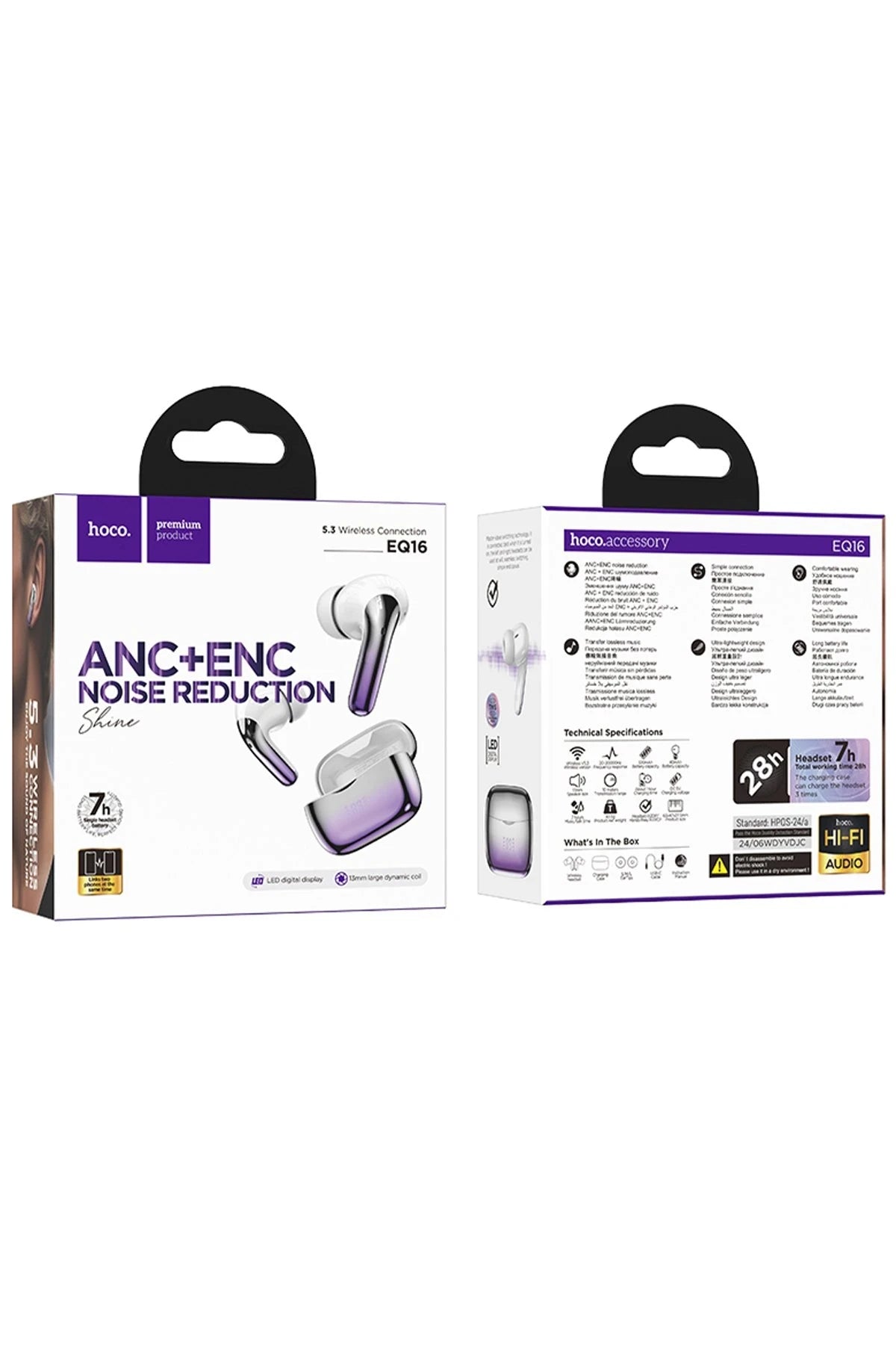 EQ16 Shine – BT 5.3 ANC + ENC TWS Earbuds | 7 Saat Kullanım, 160 Saat Bekleme