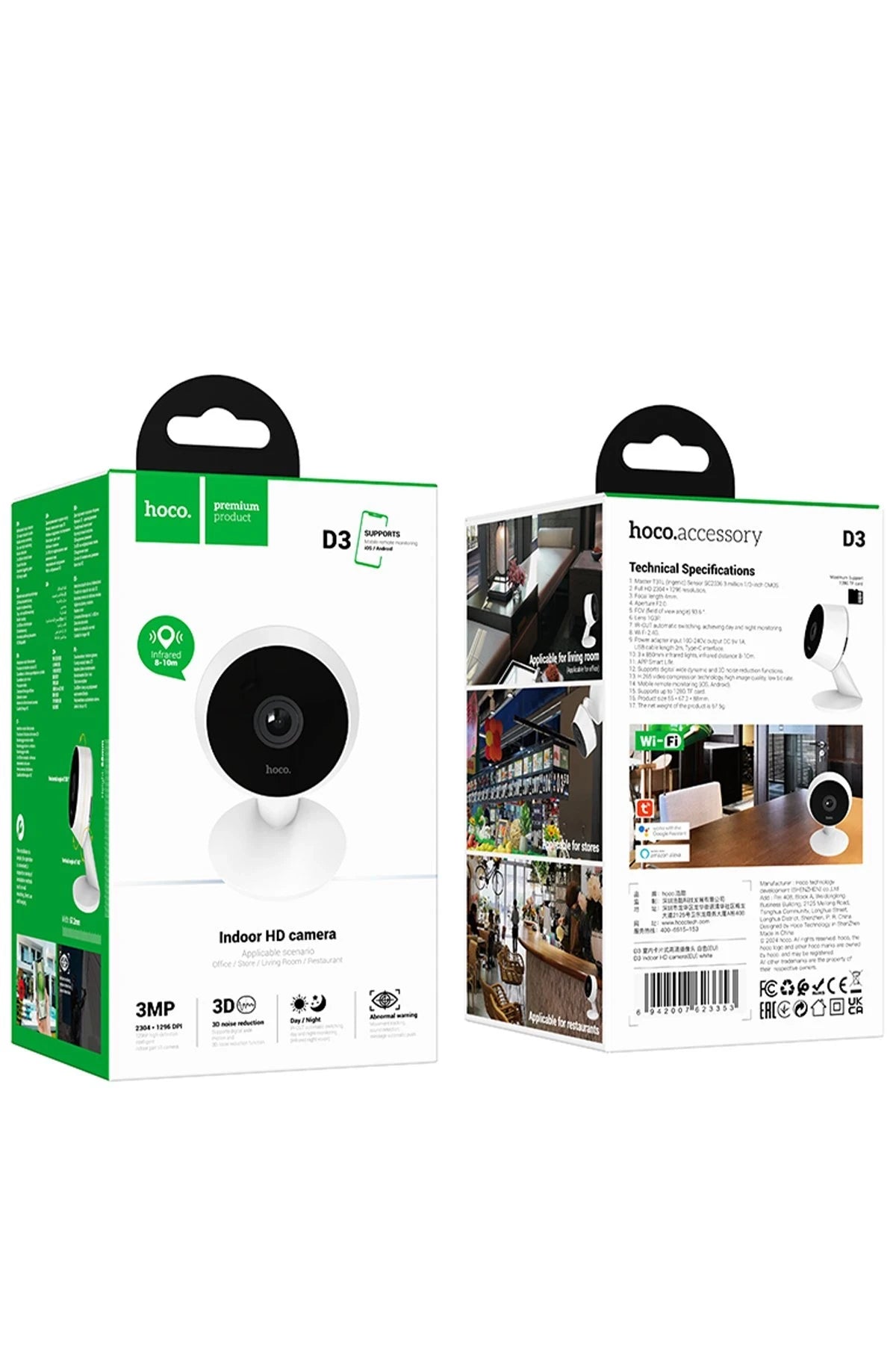 D3 Wi-Fi İç Mekan Kamera – 3MP Full HD, Gece Görüşü, İki Yönlü Ses