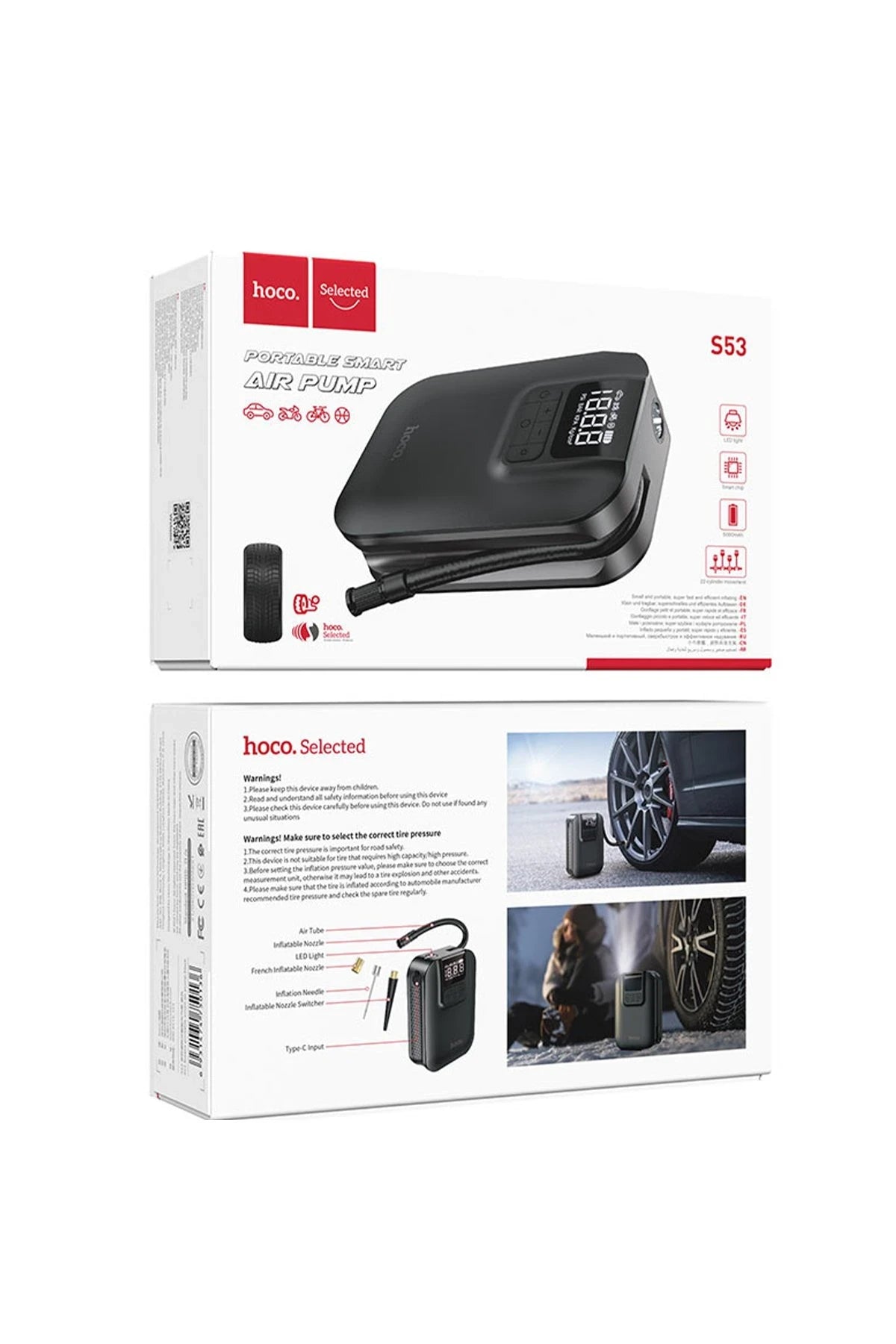 S53 Breeze Taşınabilir Akıllı Kablosuz Hava Kompresörü – 2500 mAh, Dijital Gösterge & 4 Mod