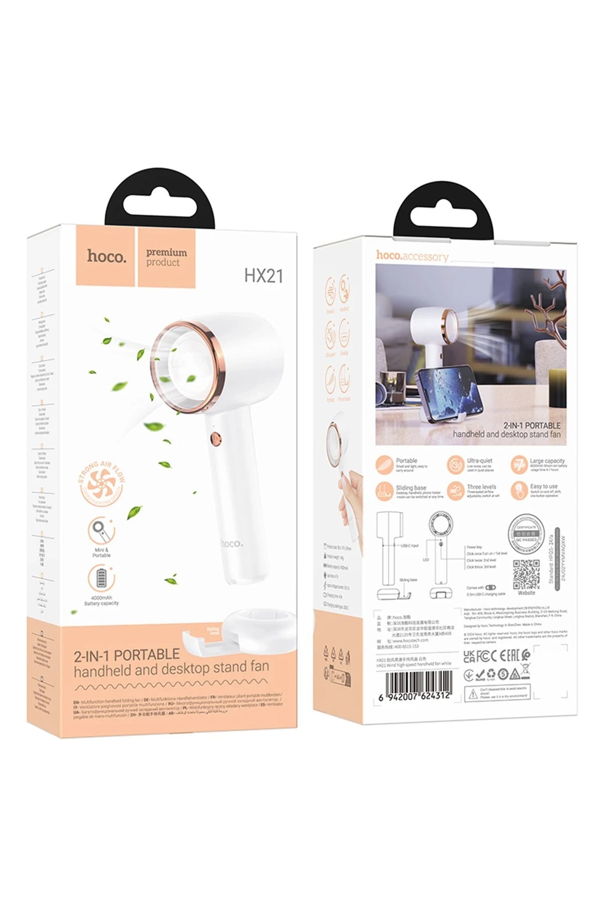 HX21 Wind Telefon Tutucu Özellikli Yüksek Hızlı Masaüstü Soğutucu Fan