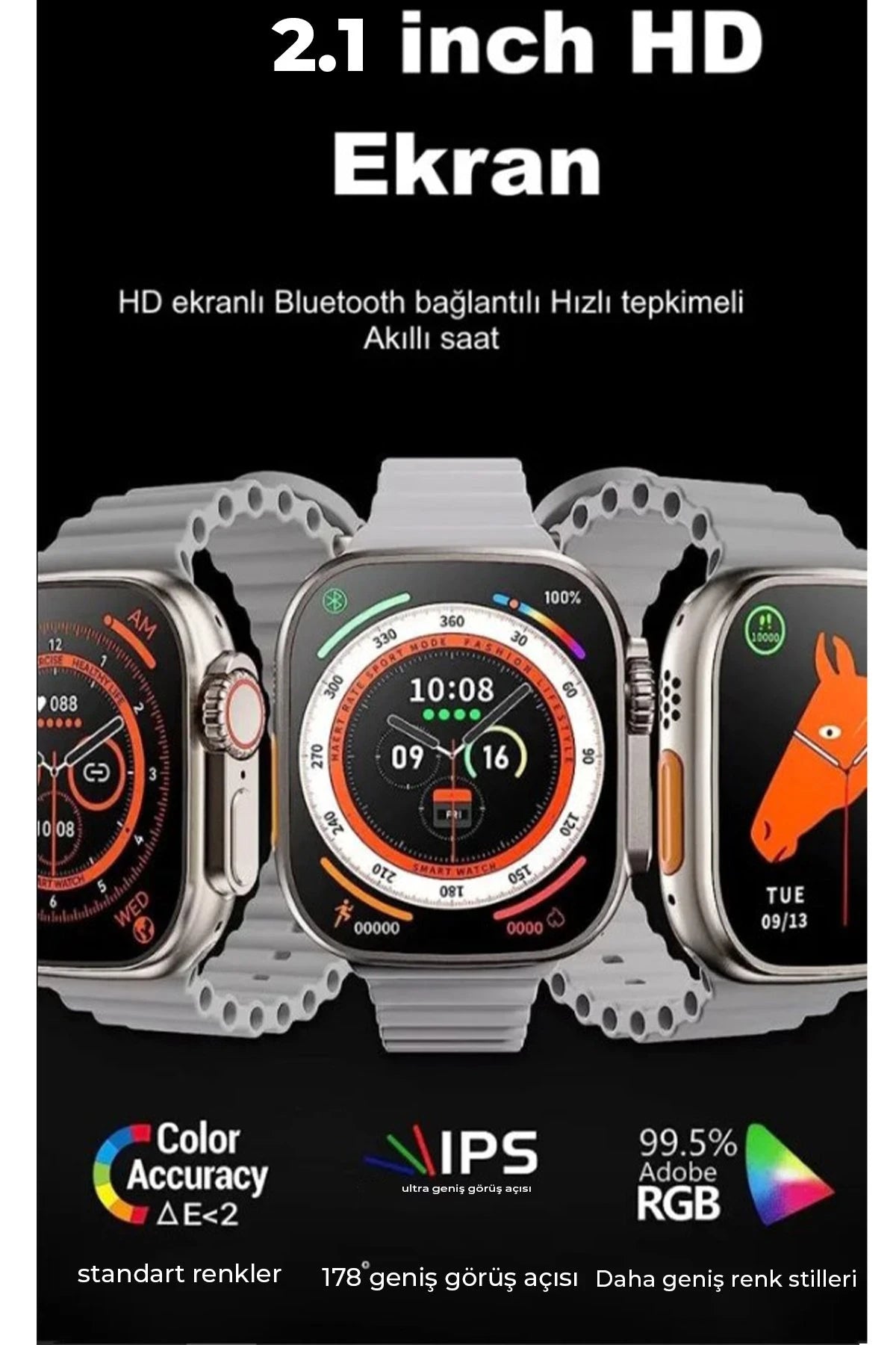 Ultra 8 – 2.1″ Ekranlı NFC Destekli Akıllı Saat | Bluetooth Konuşma Özelliği