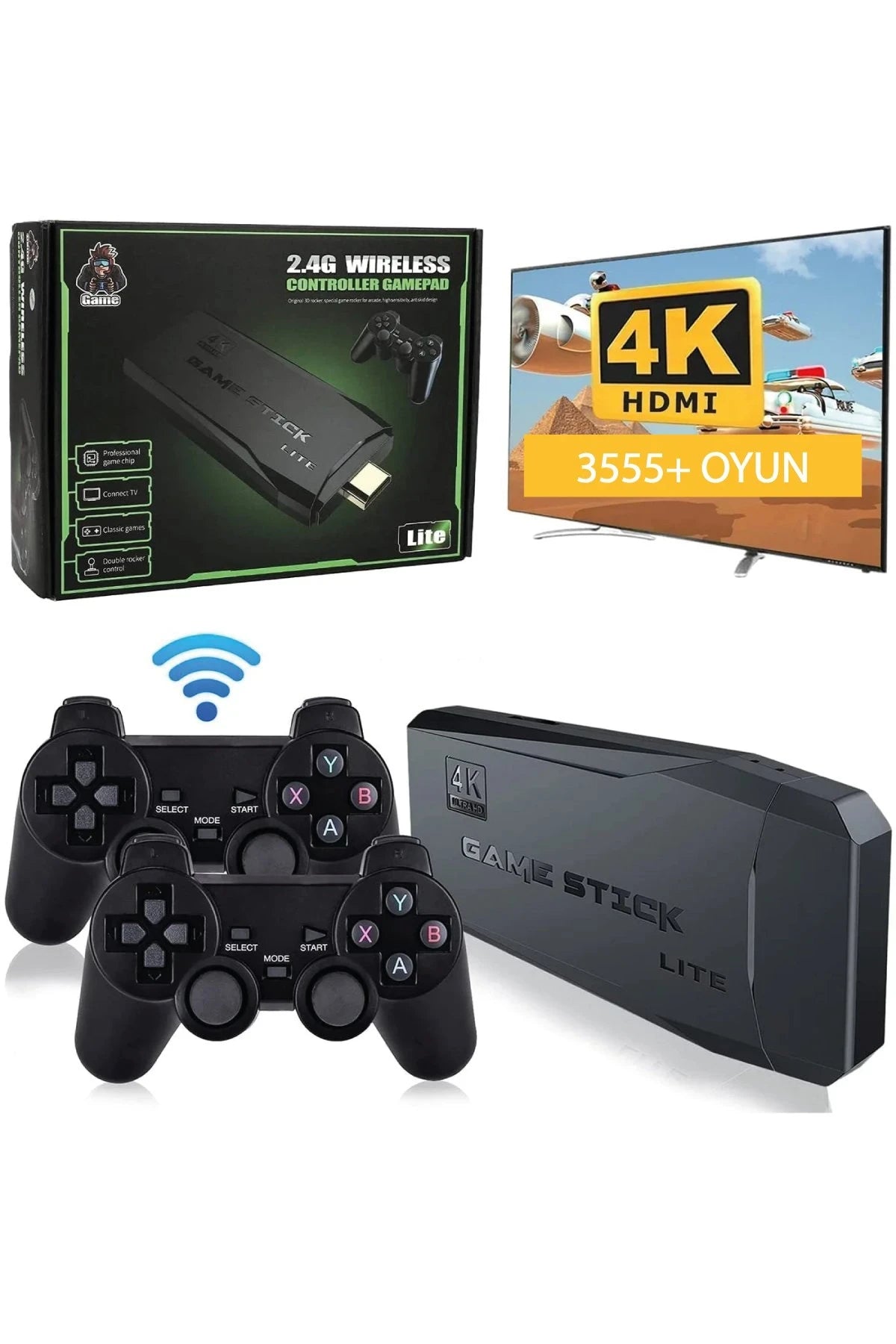 M8 – 64 GB Dahili Bellekle Gelen 4K Retro Oyun Stick’i & Dual Pad