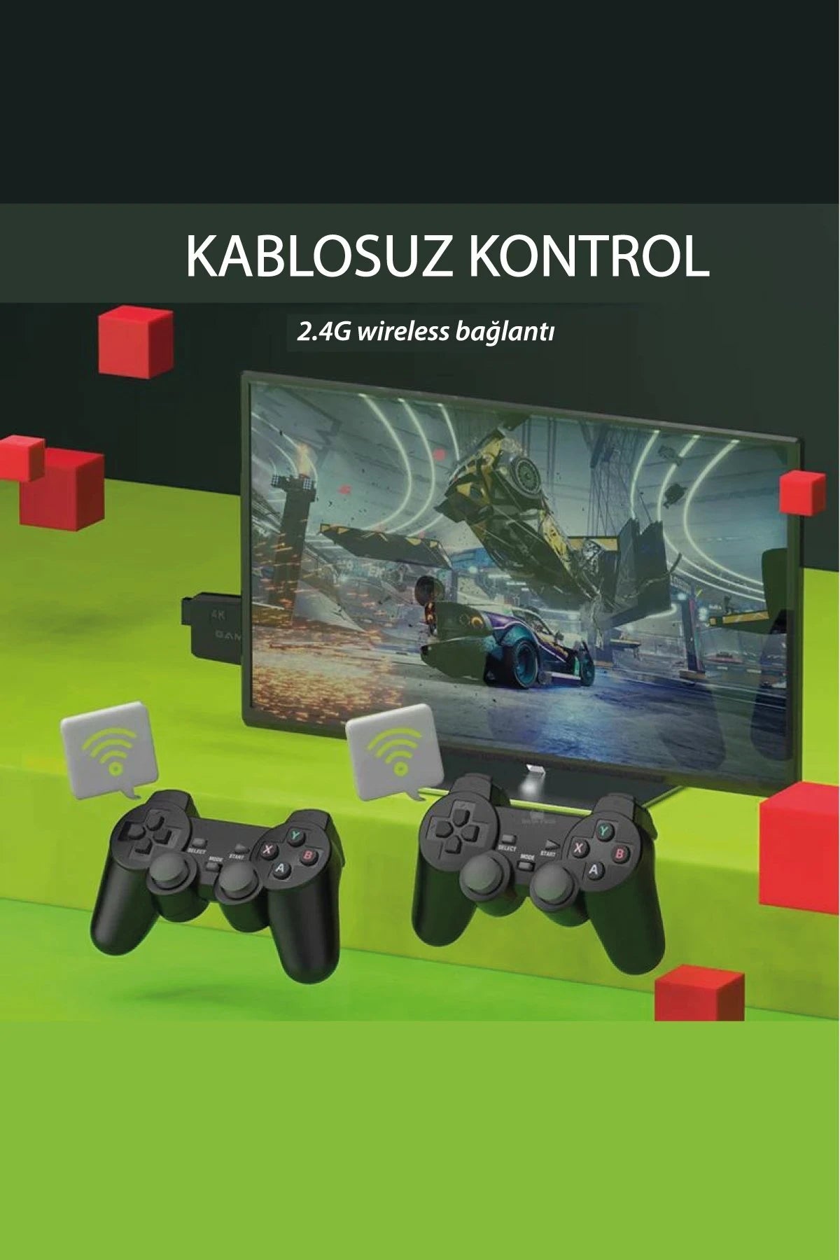 M8 – 64 GB Dahili Bellekle Gelen 4K Retro Oyun Stick’i & Dual Pad