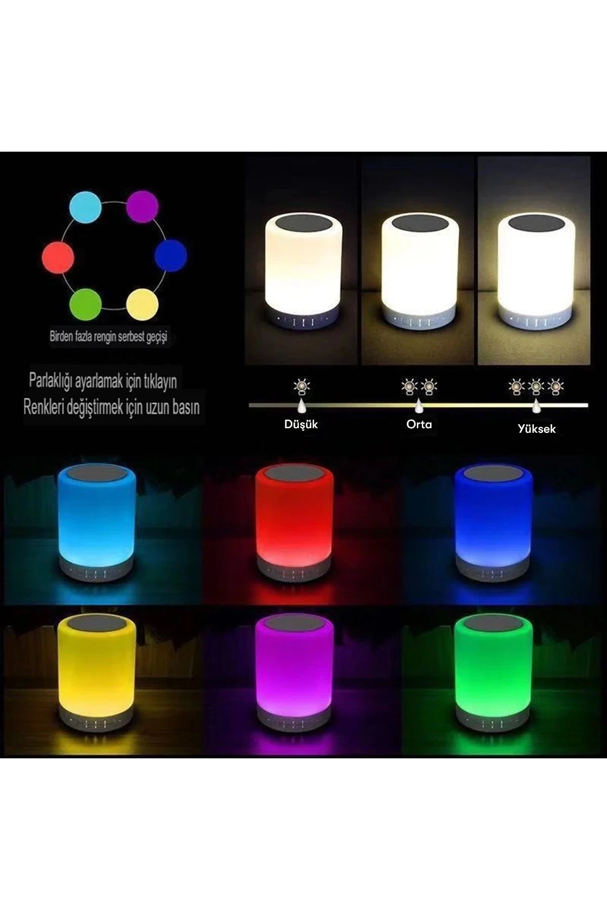 CL-671 – Dokunmatik RGB Gece Lambalı Bluetooth Hoparlör | USB/SD/AUX Bağlantı Seçenekli