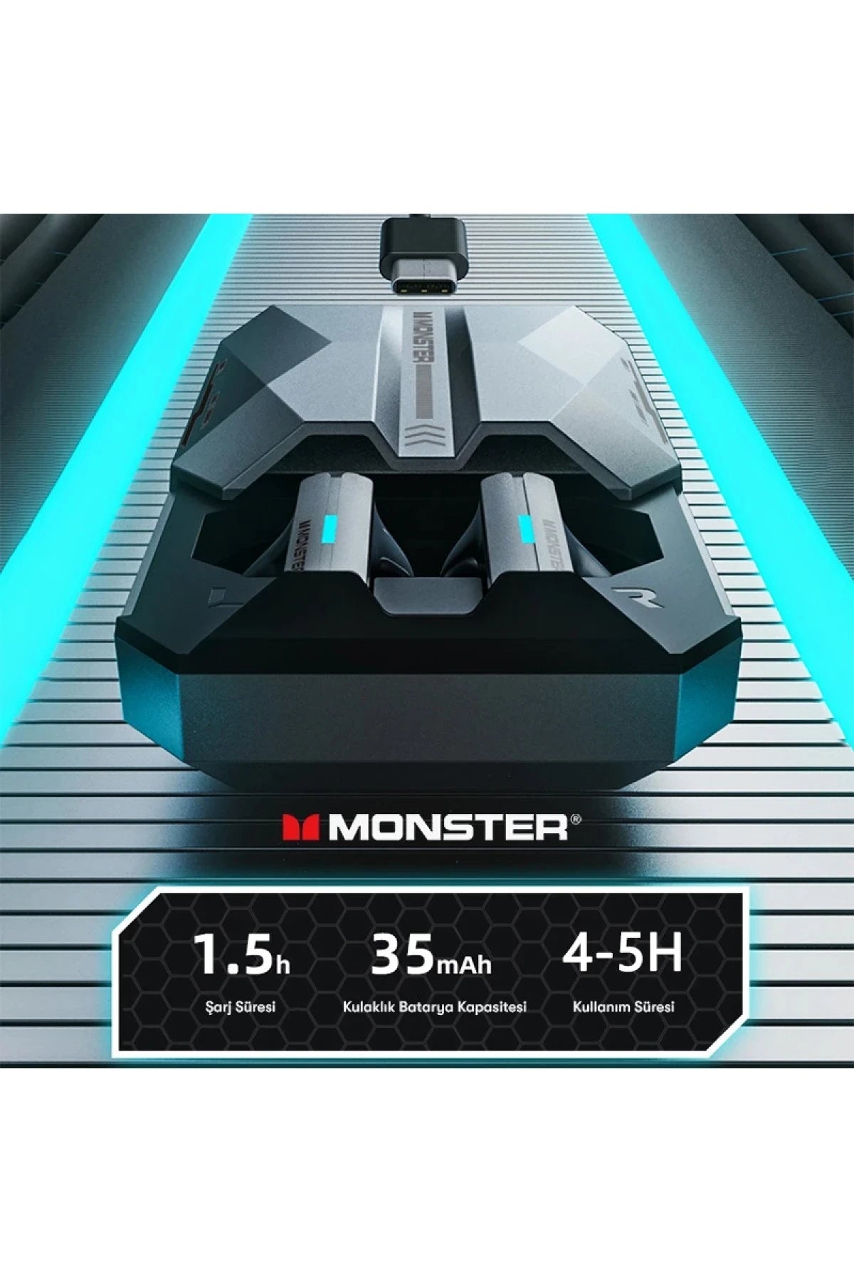 Monster XKT11 – BT 5.2 Kulakiçi Kulaklık | 13 mm Sürücü, Uzun Menzil, Metal + Silika Tasarım