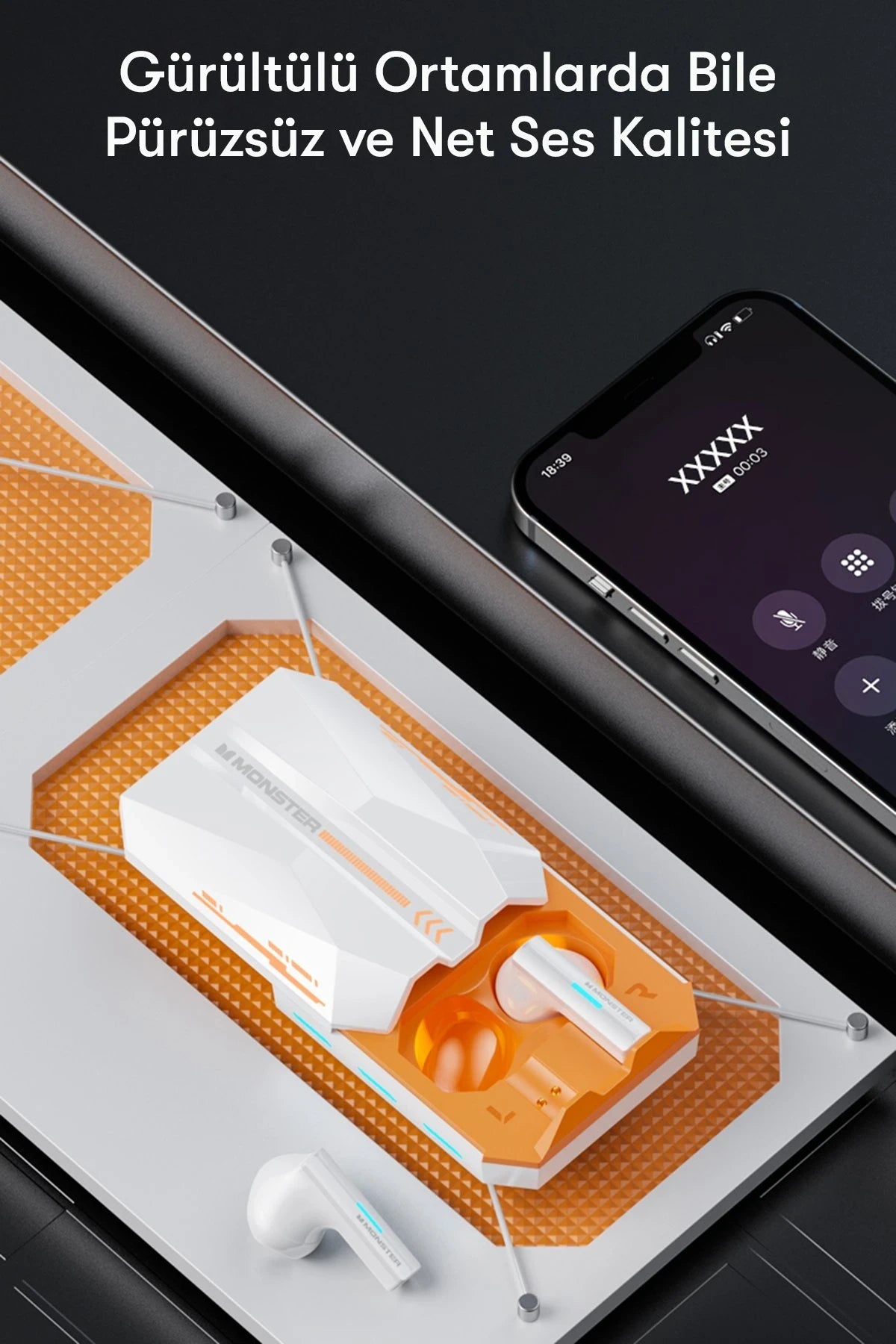 Monster XKT11 – BT 5.2 Kulakiçi Kulaklık | 13 mm Sürücü, Uzun Menzil, Metal + Silika Tasarım