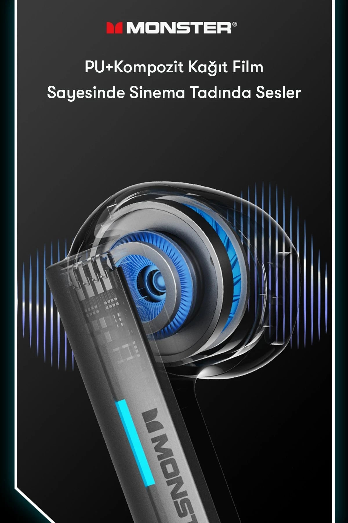Monster XKT11 – BT 5.2 Kulakiçi Kulaklık | 13 mm Sürücü, Uzun Menzil, Metal + Silika Tasarım