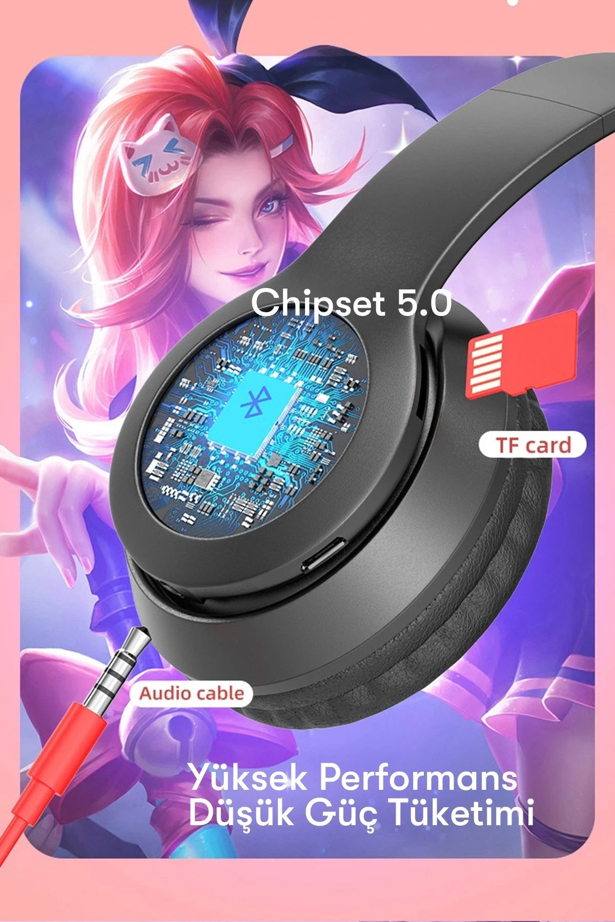 P47M – Kablosuz Bluetooth Kedi Kulaklık | IPX4 Su Dayanımı & Manyetik Tasarım