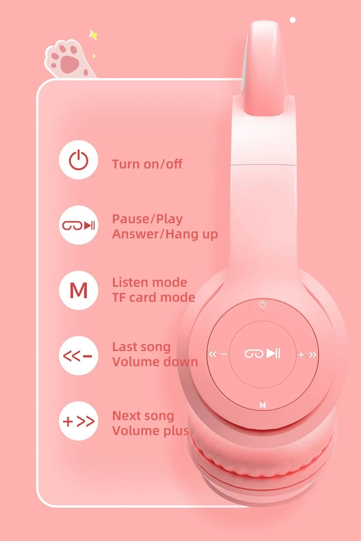 P47M – Kablosuz Bluetooth Kedi Kulaklık | IPX4 Su Dayanımı & Manyetik Tasarım